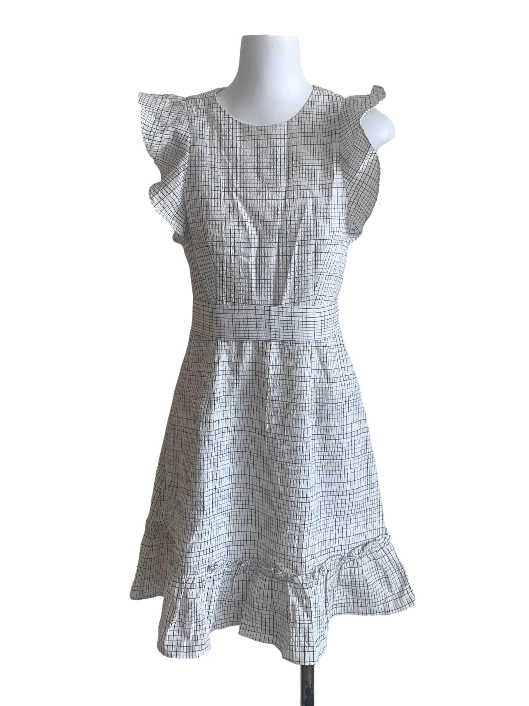White Tattersall Pattern Dress LB