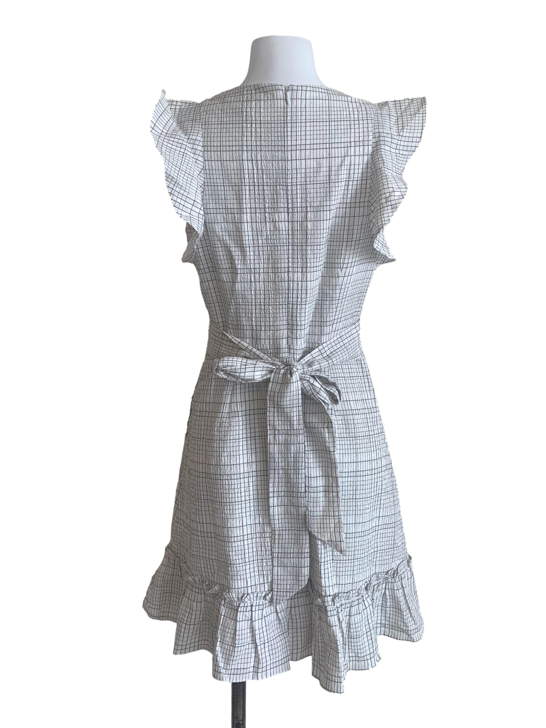 White Tattersall Pattern Dress LB
