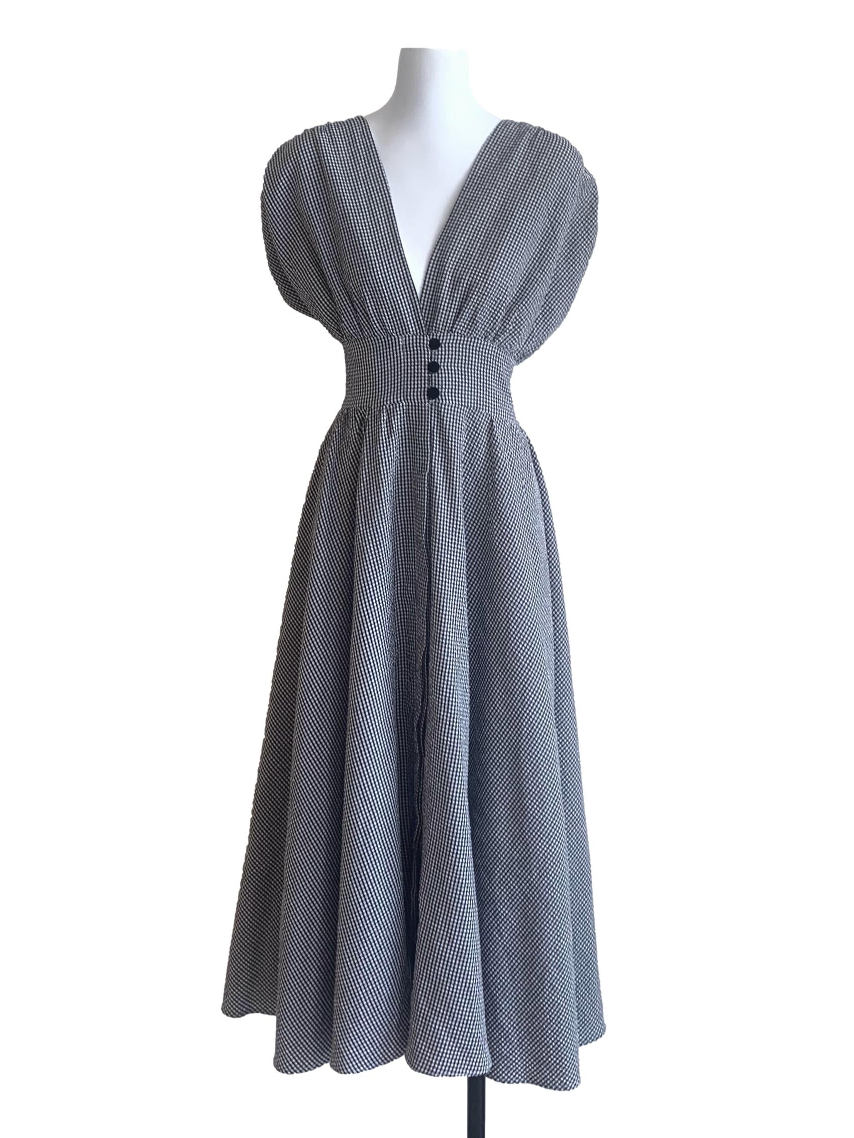 Black Gingham Pattern Dress