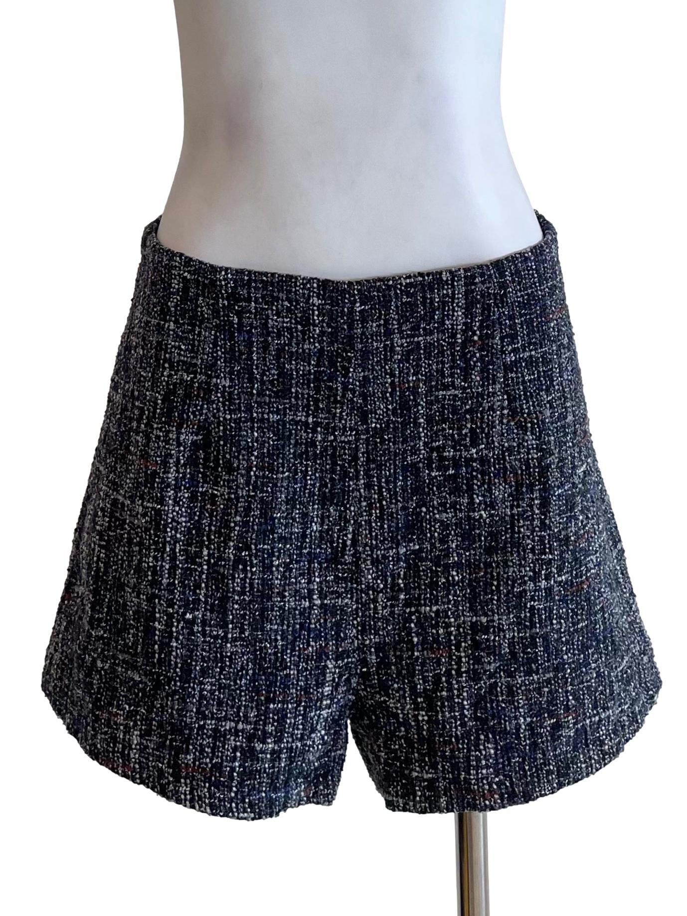 Slate Tweed High Waist Shorts
