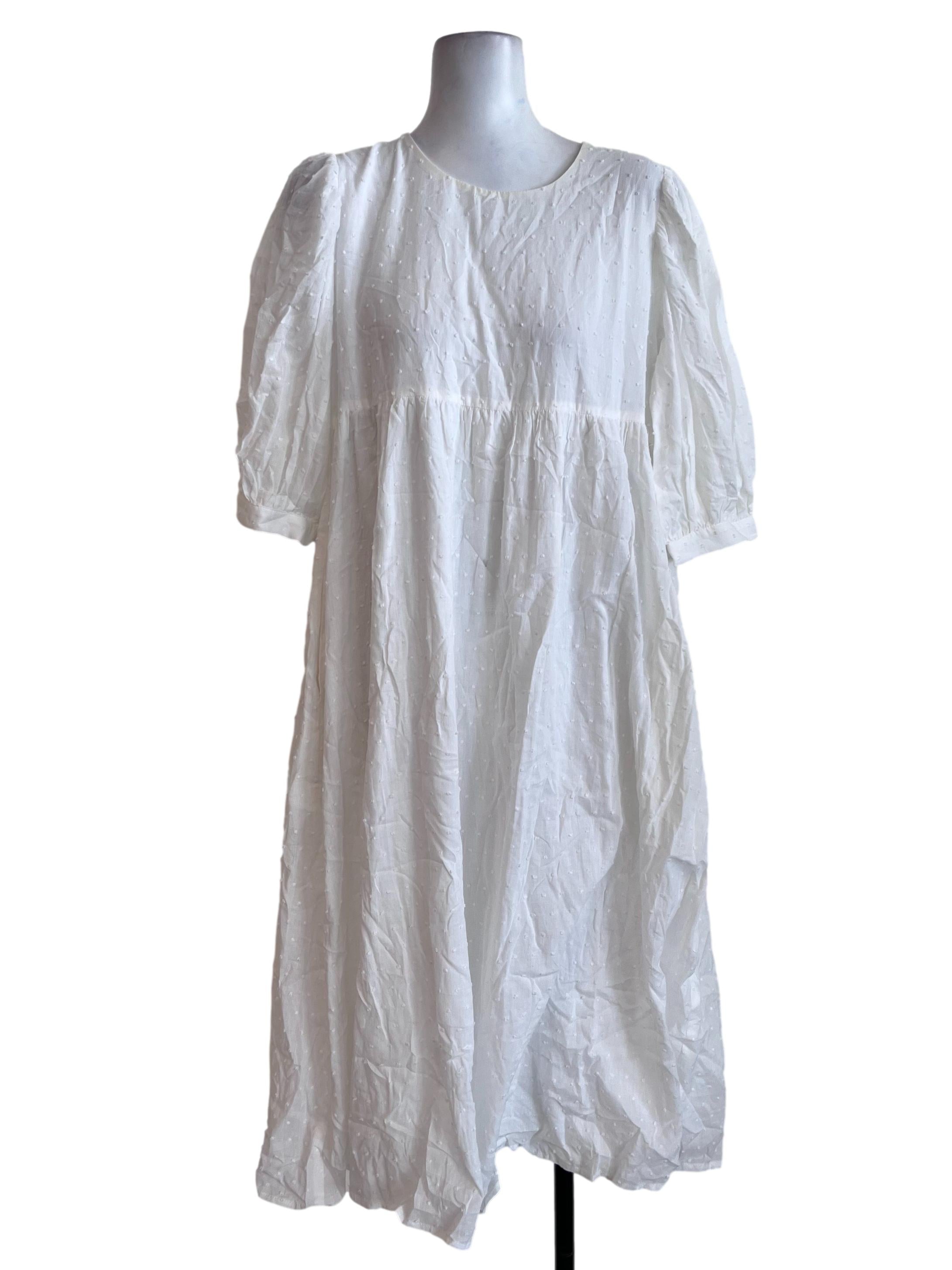 White Puff Sleeves Dress TCL