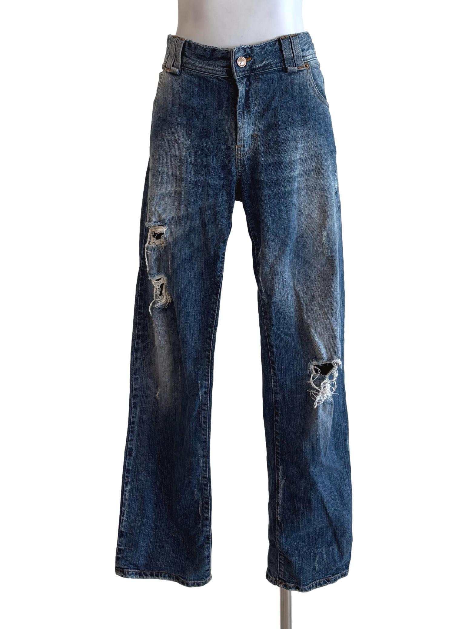 Washed Blue Ripped Slim Fit Jeans