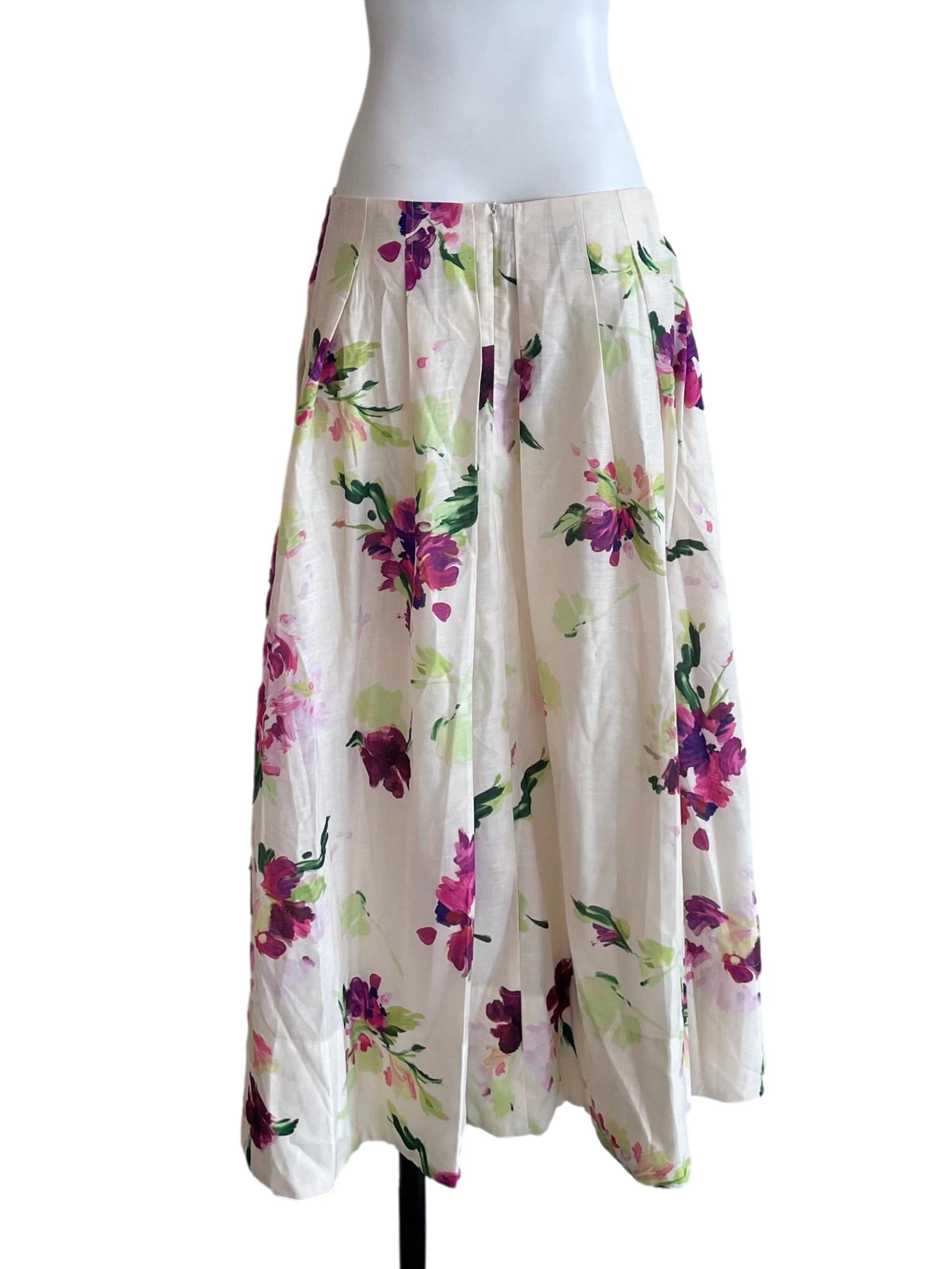 Parchment Floral Pleated Bouffant Skirt