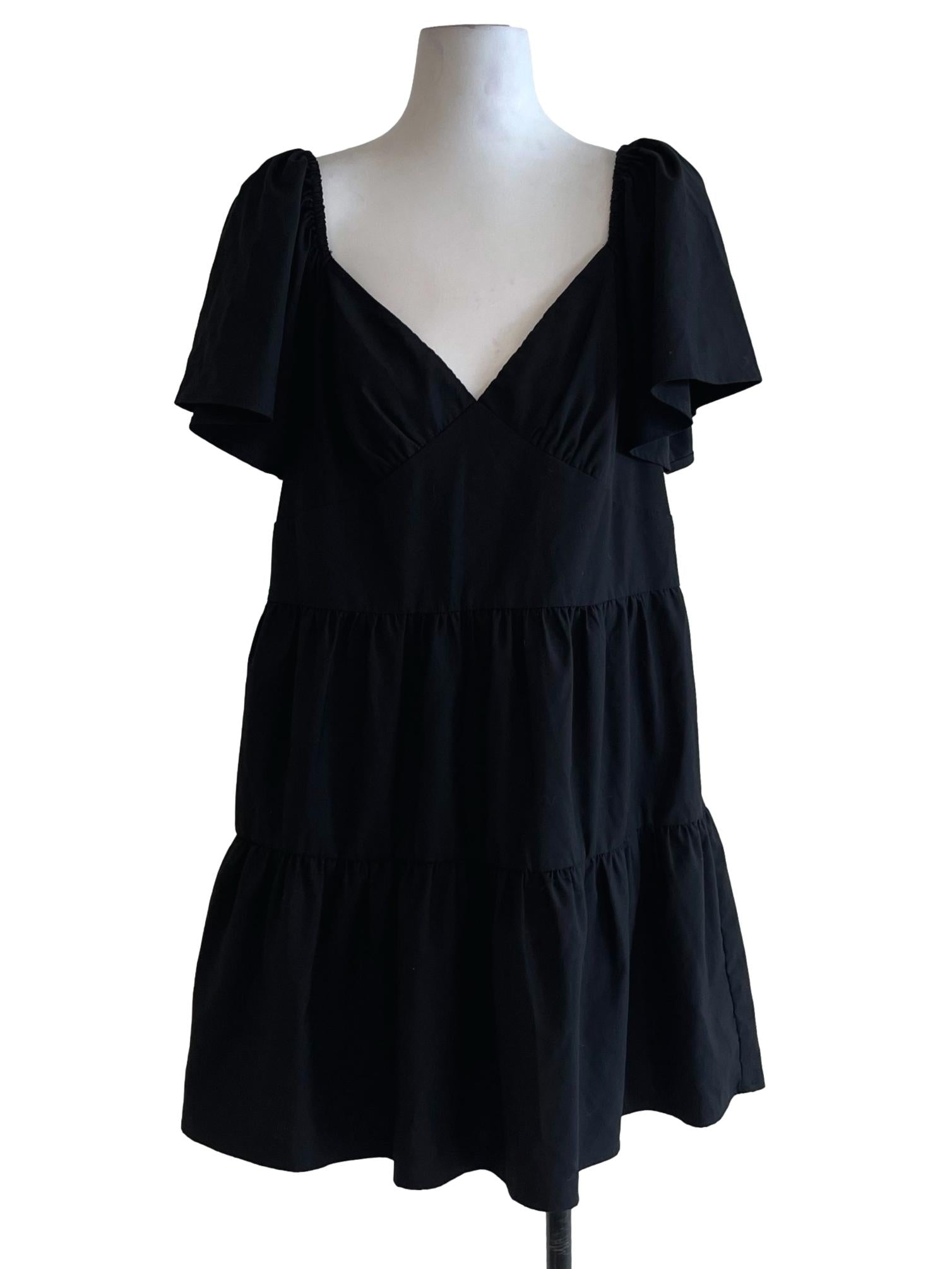 Black V-Neckline Empire Dress