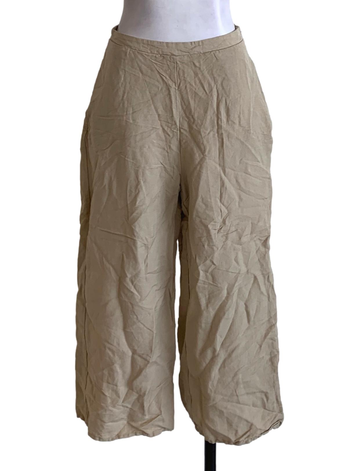 Beige Graph Check High-Waisted Formal Pants LB