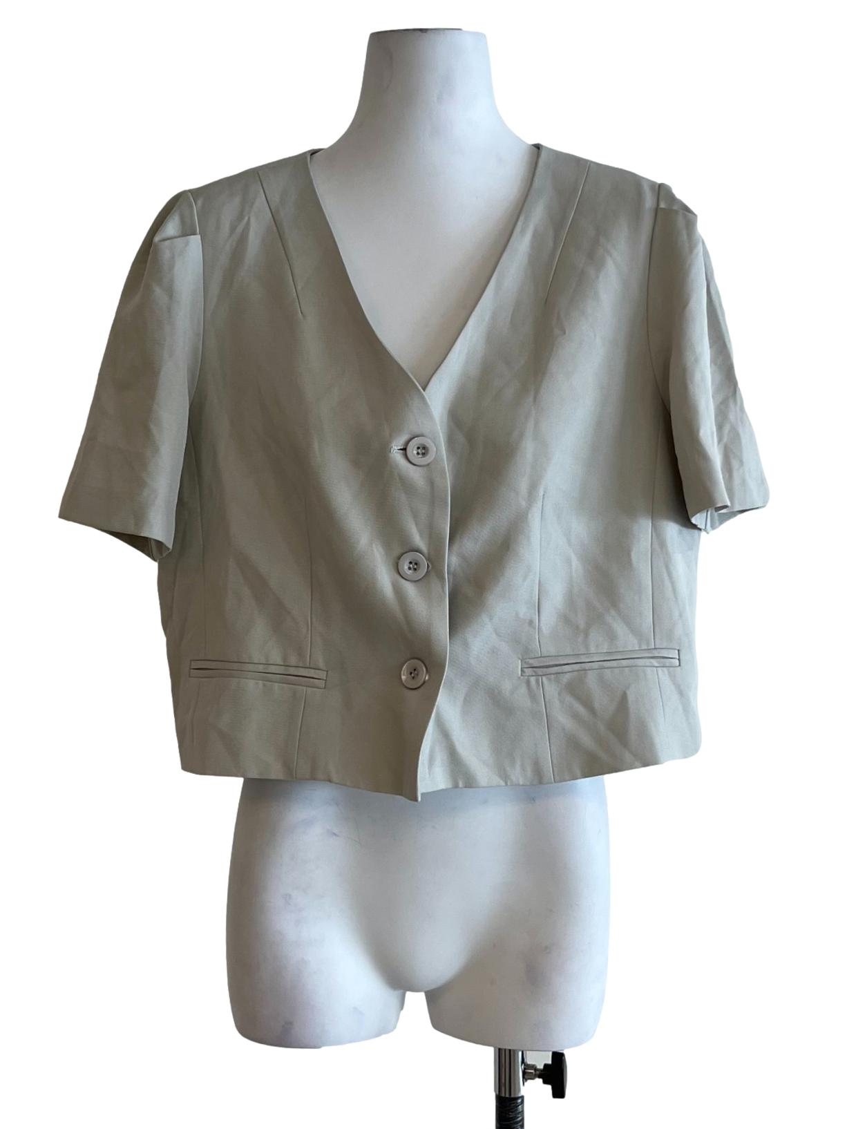 Bone Beige V-Neckline Blouse