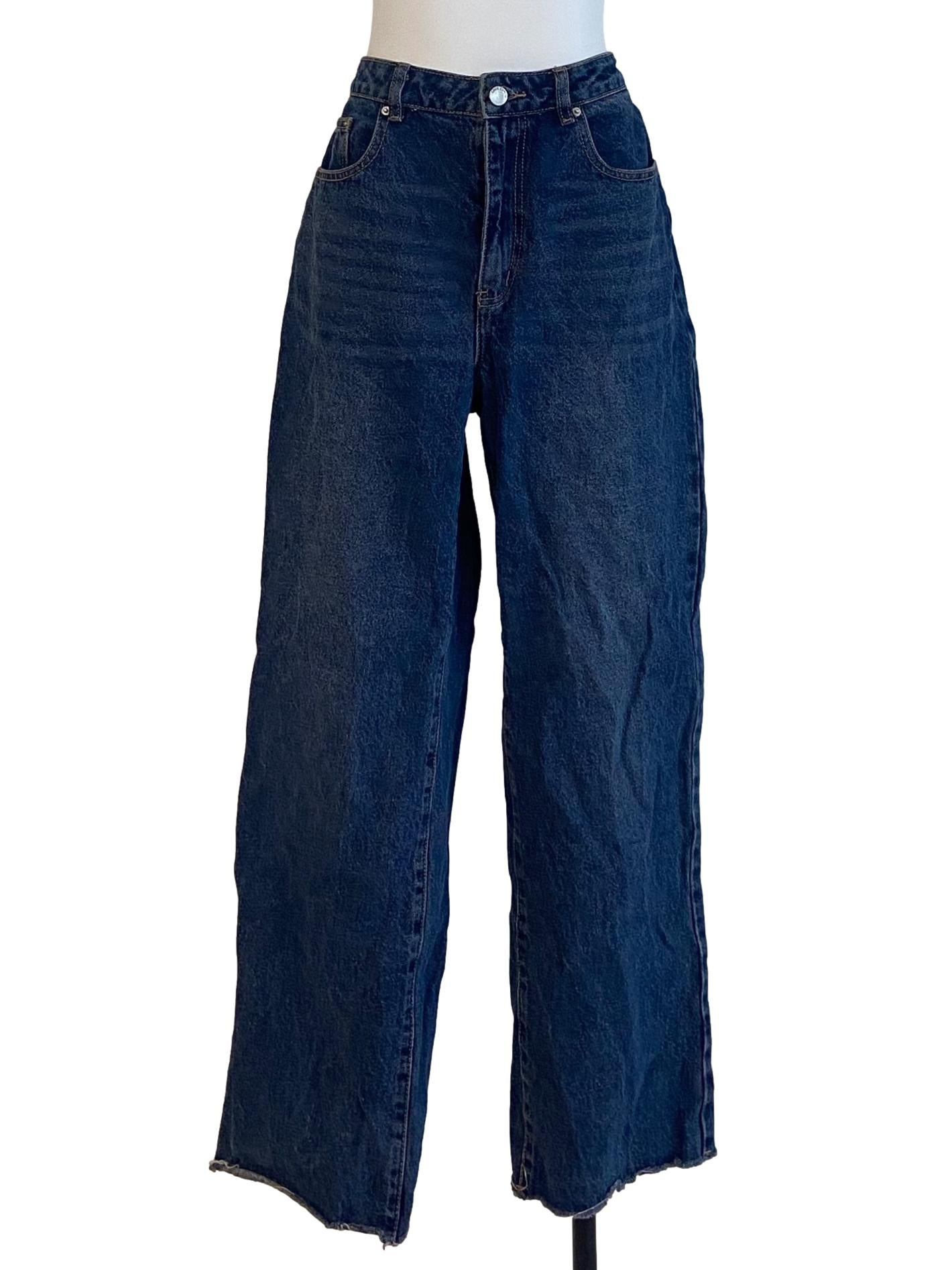 Blue Herringbone Straight Jeans LB