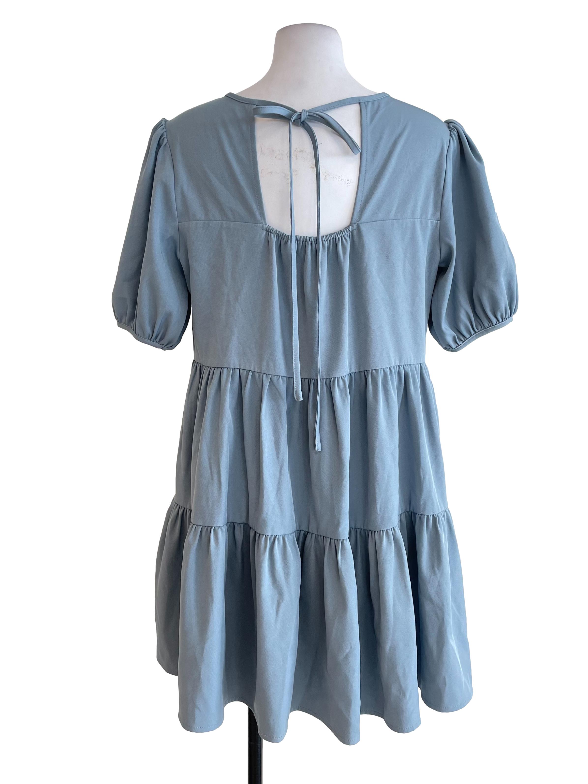 Ash Blue Tiered Petite Dress