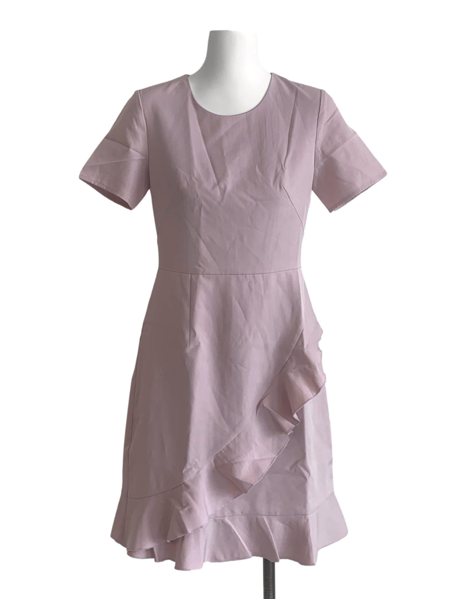 Crepe Pink Round Neck Dress LB