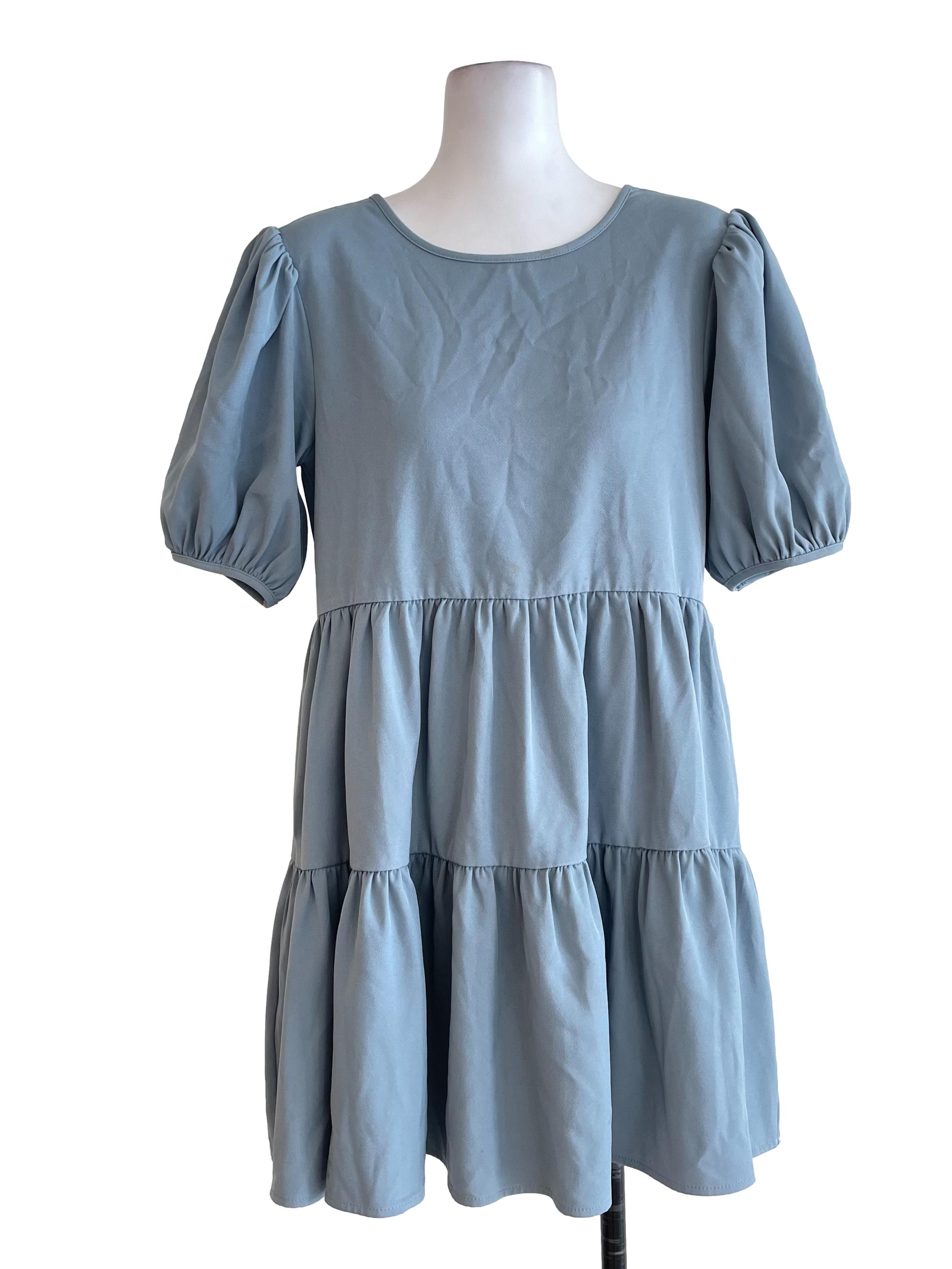 Ash Blue Tiered Petite Dress
