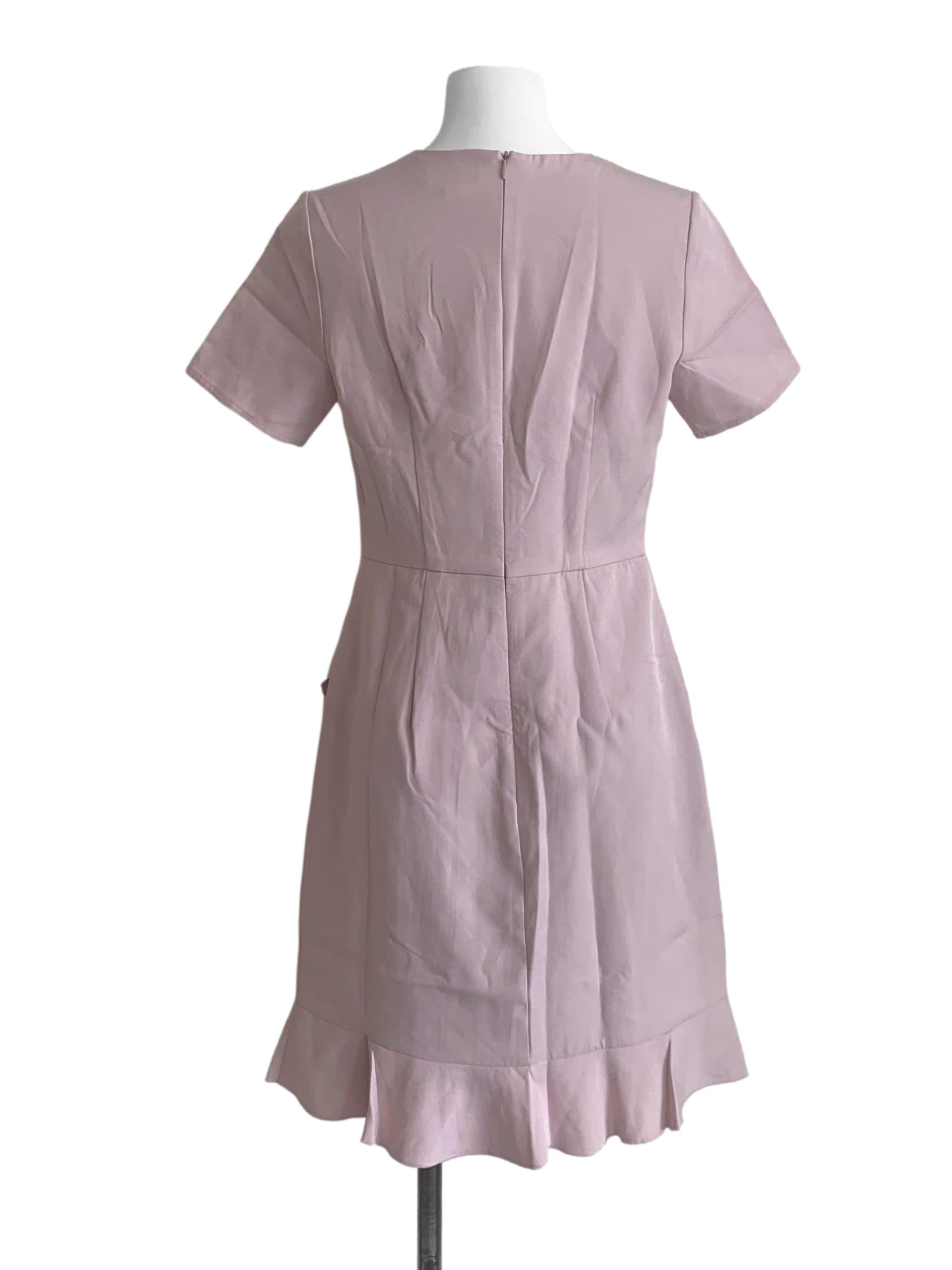 Crepe Pink Round Neck Dress LB