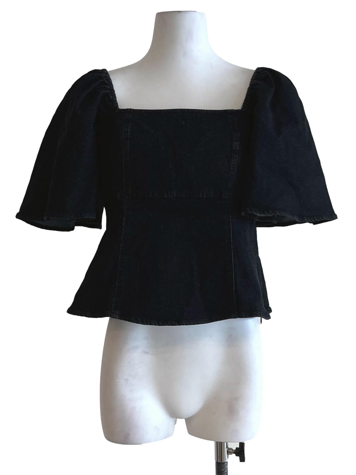 Black Square Neckline Blouse