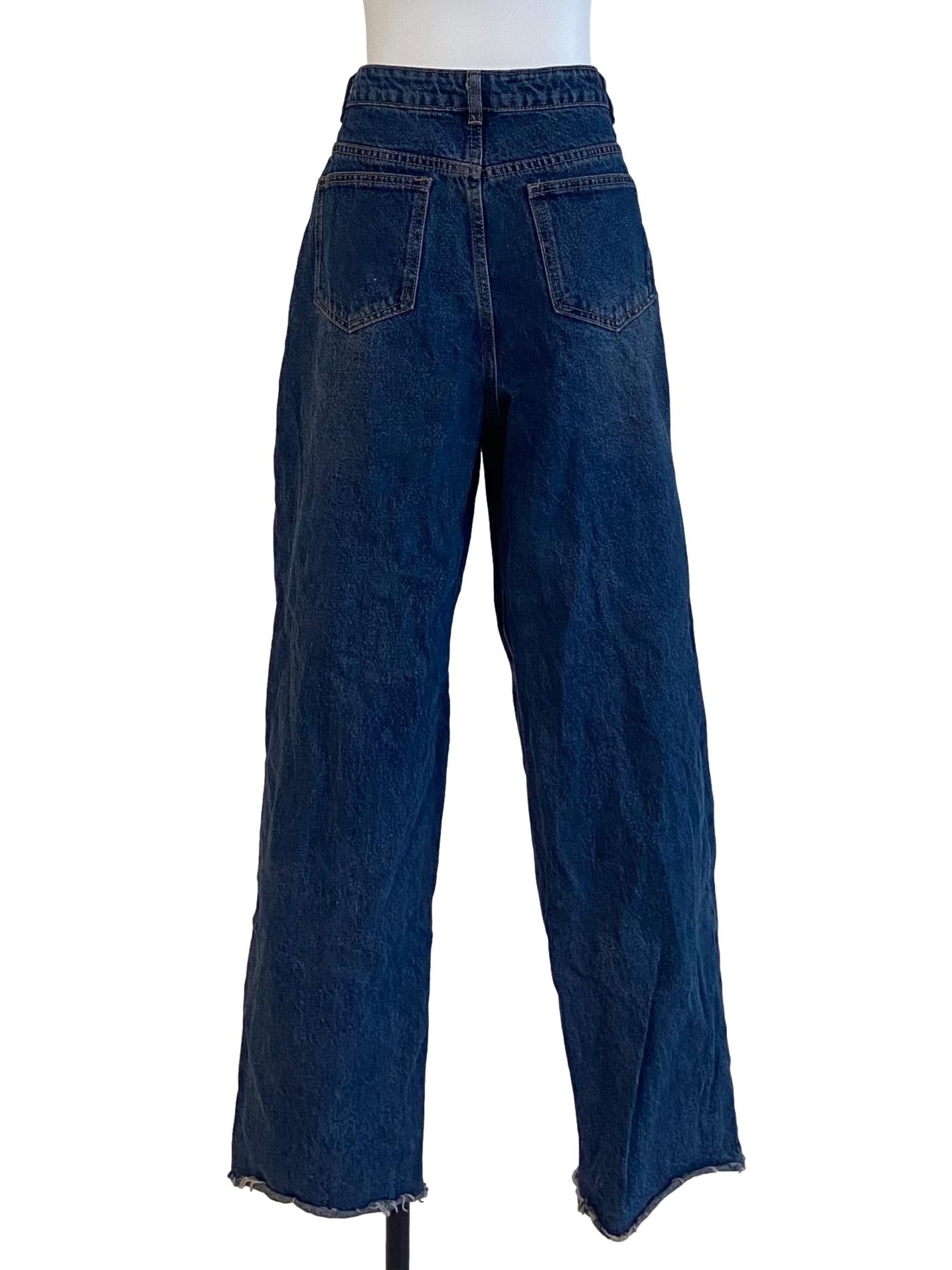 Blue Herringbone Straight Jeans LB