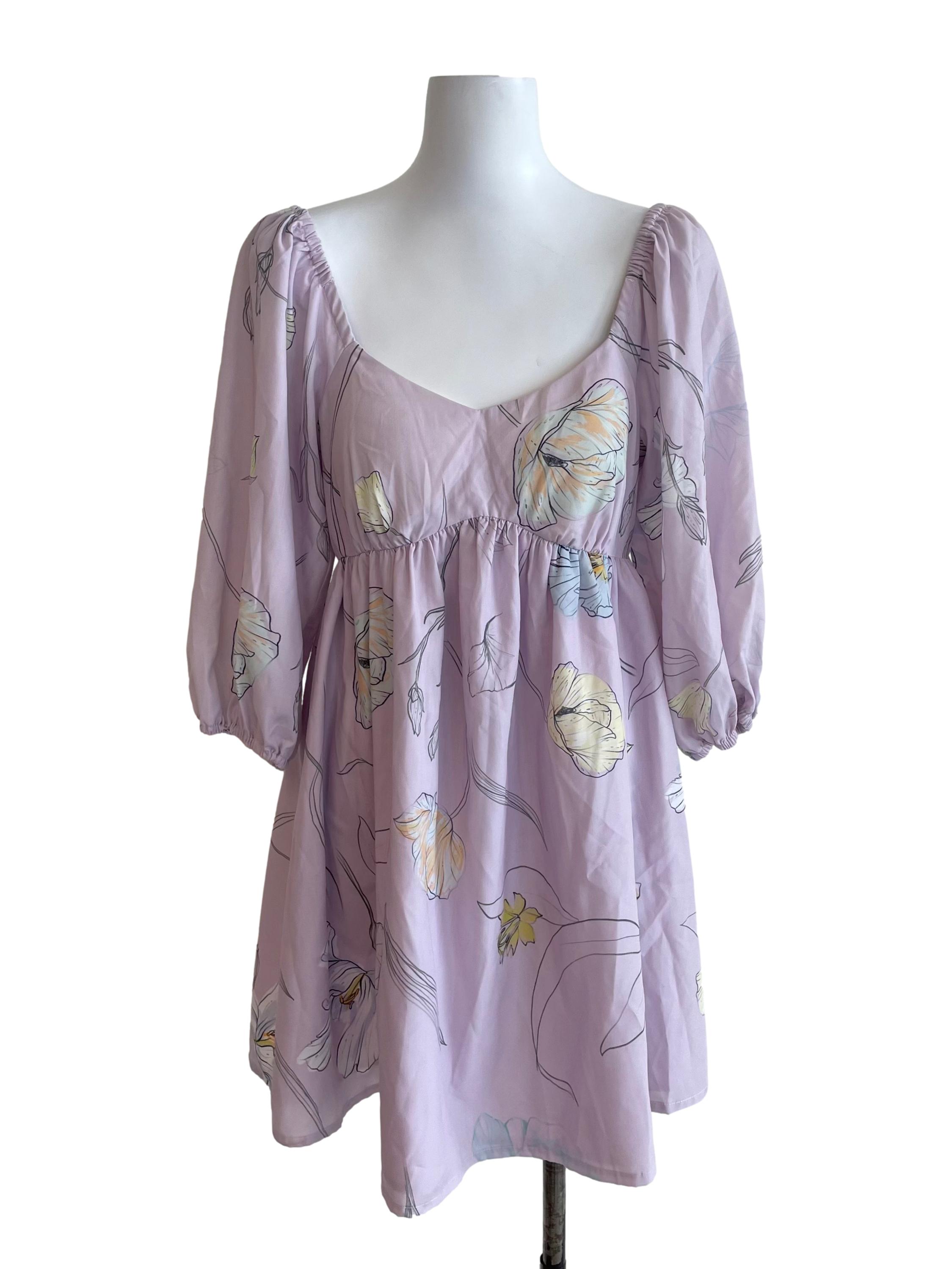 Lilac Floral Babydoll Dress