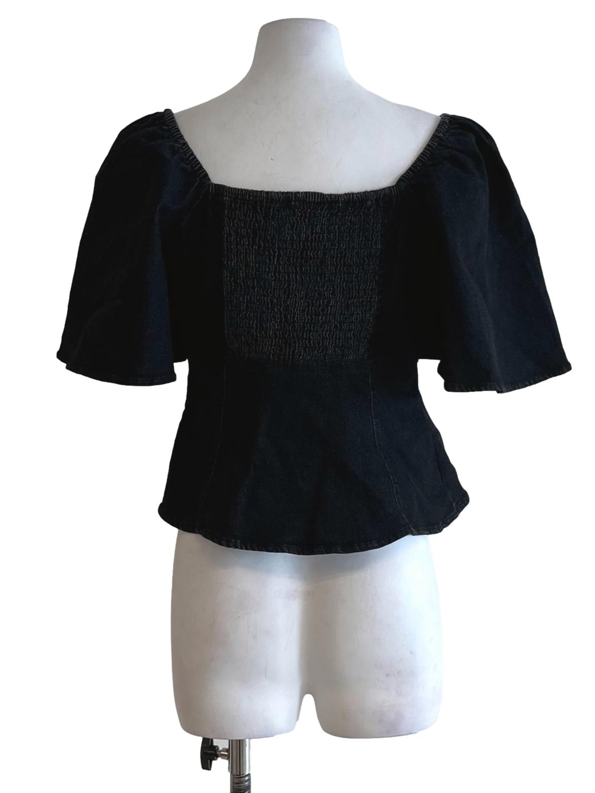 Black Square Neckline Blouse