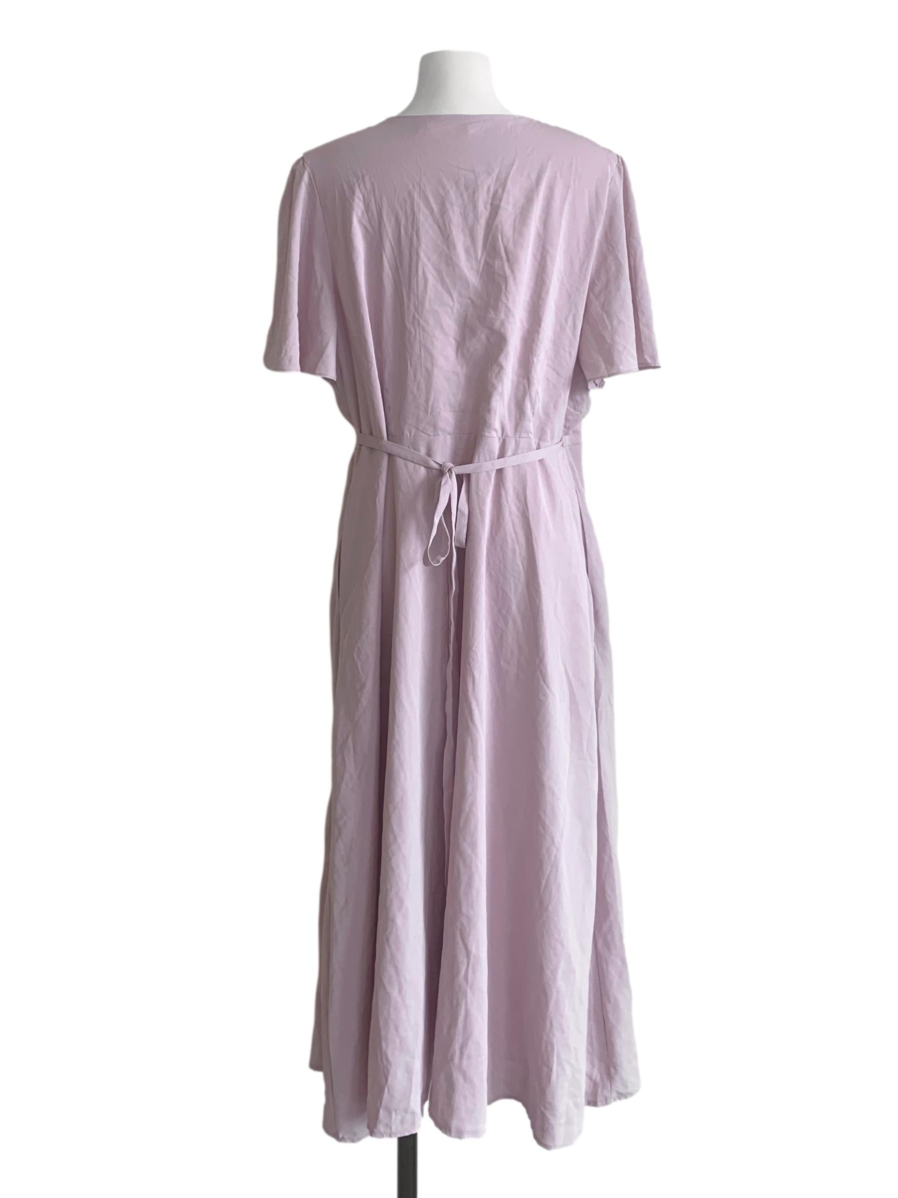 Flamingo Pink V Neck Dress