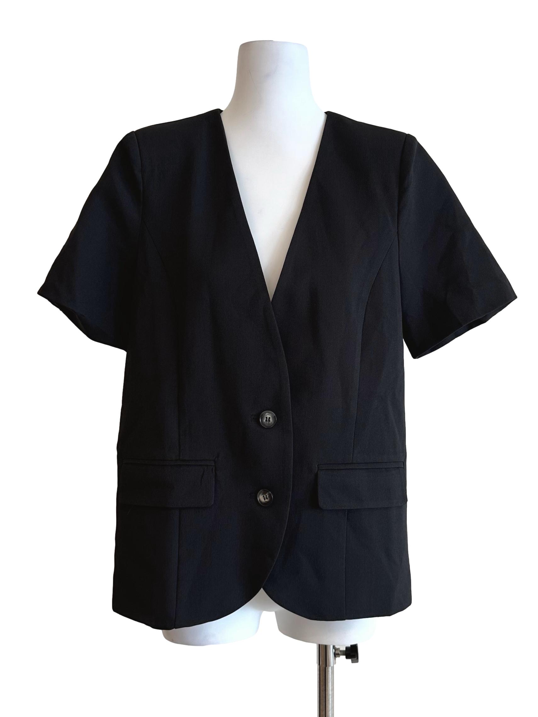 Midnight Black Short Sleeves Blazer