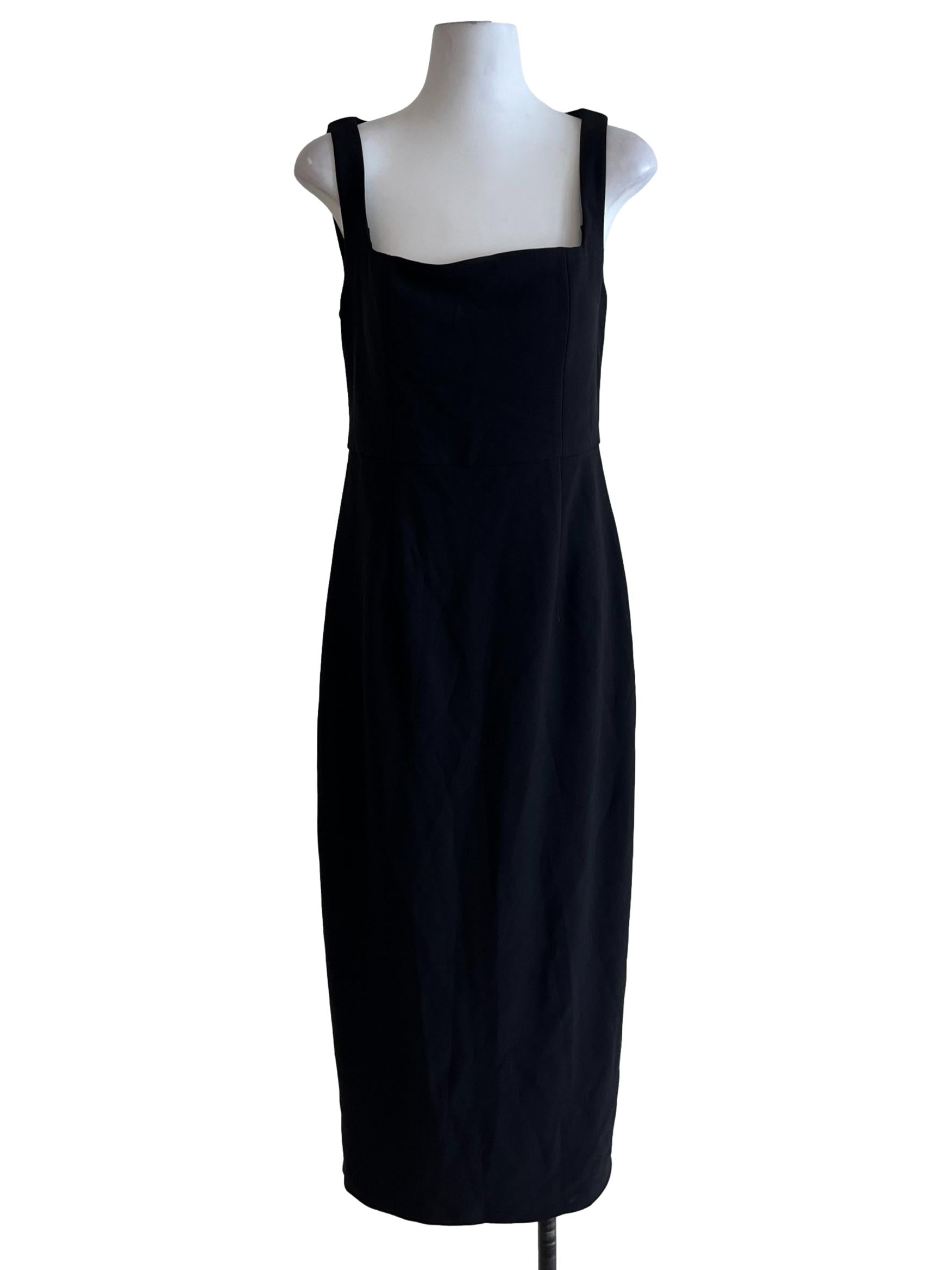 Black Square Neckline A-Line Dress