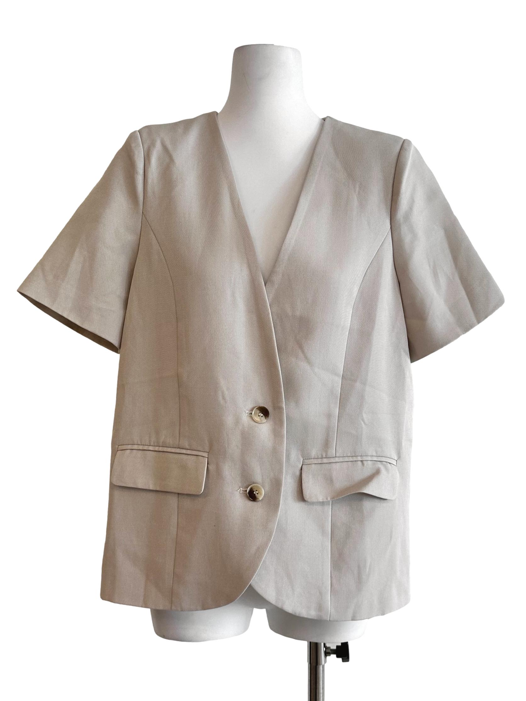 Sugar Cookie Beige Short Sleeves Blazer
