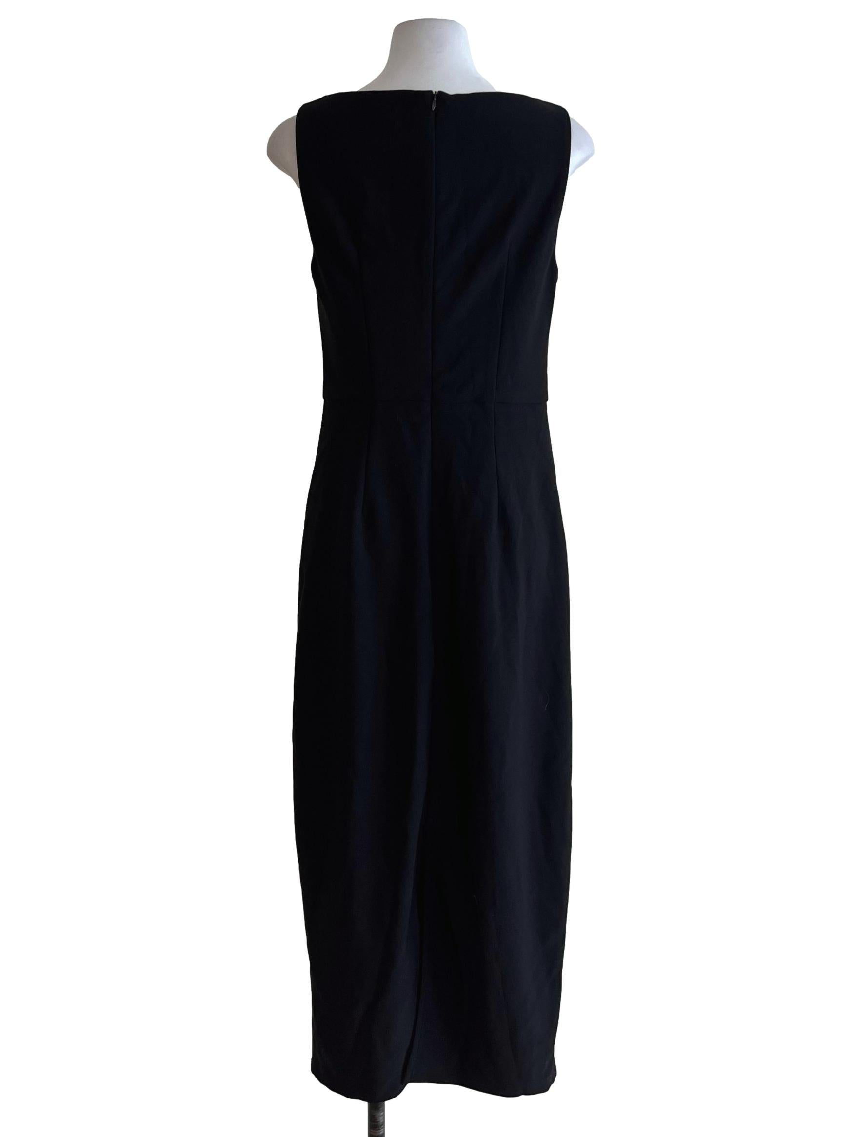 Black Square Neckline A-Line Dress