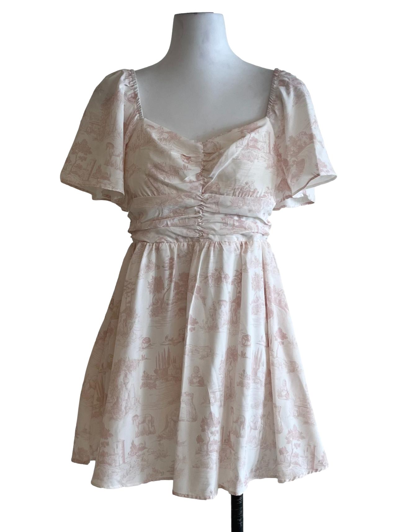 White Floral Empire Mini Dress