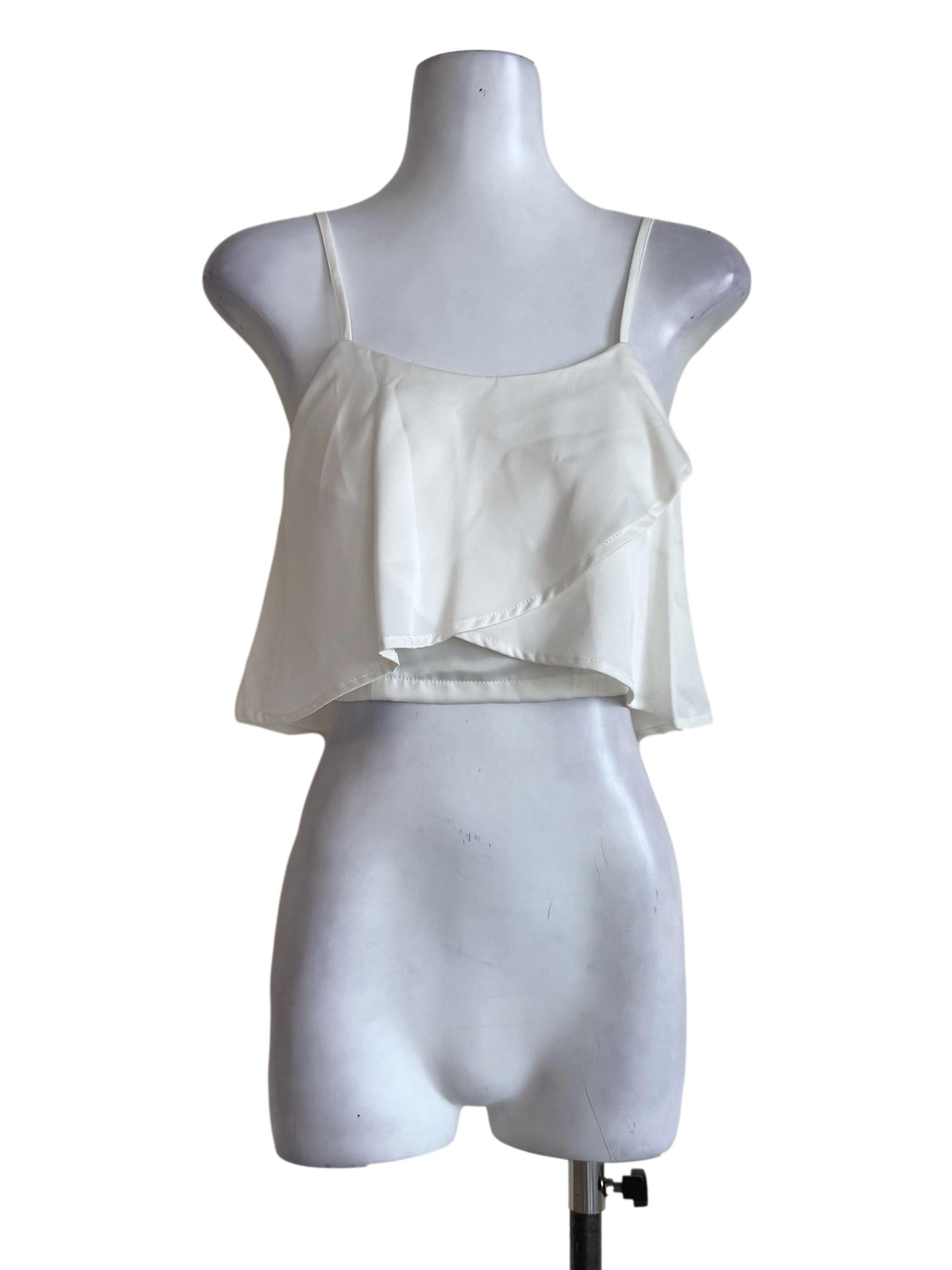 Milk White Flare Sleeveless Crop Top