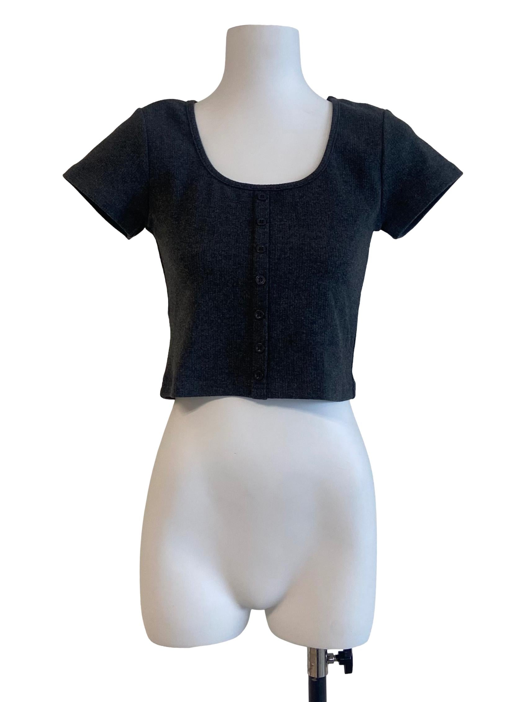 Ash Grey Twill Crop Top