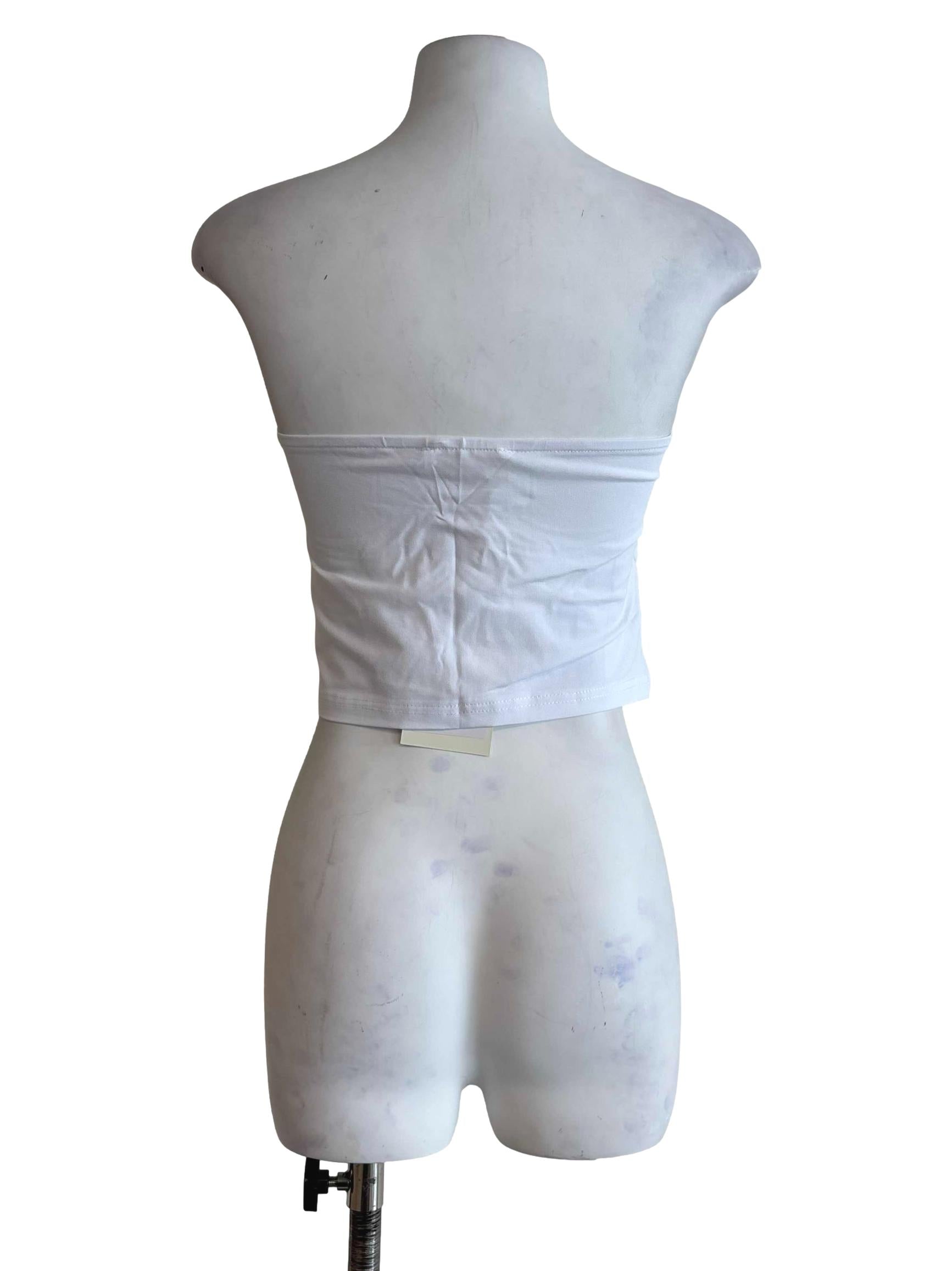 White Anaya Ruched Tube Padded Top