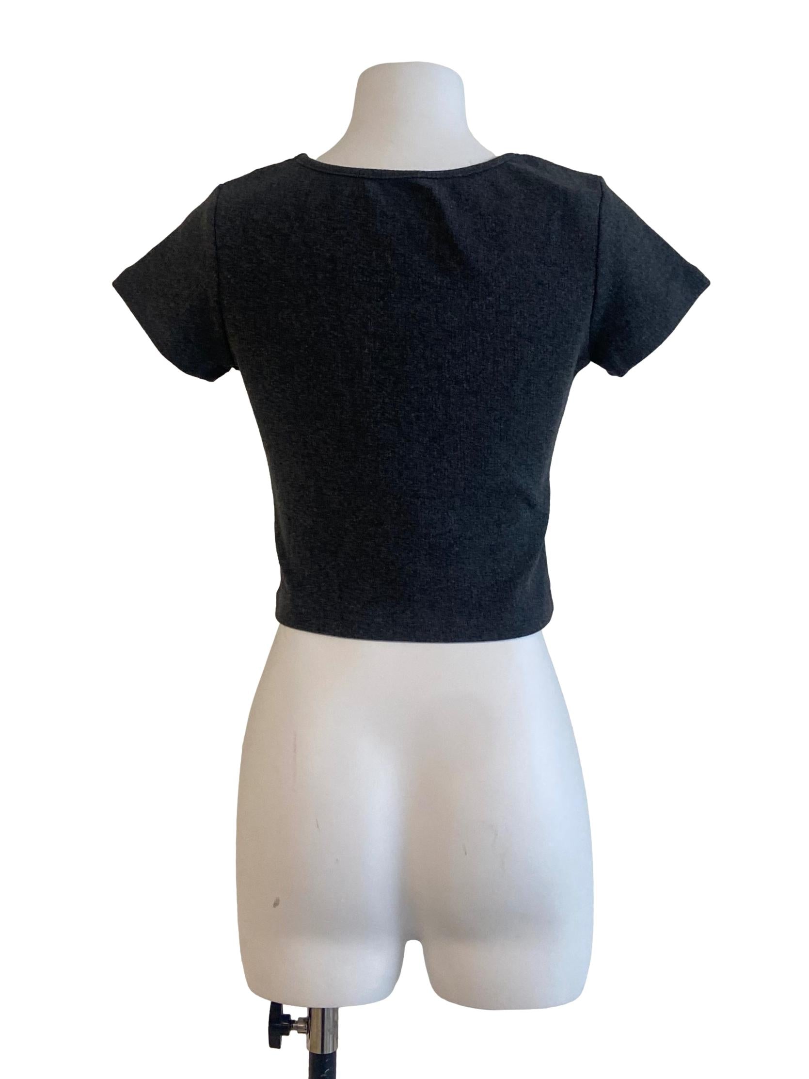Ash Grey Twill Crop Top