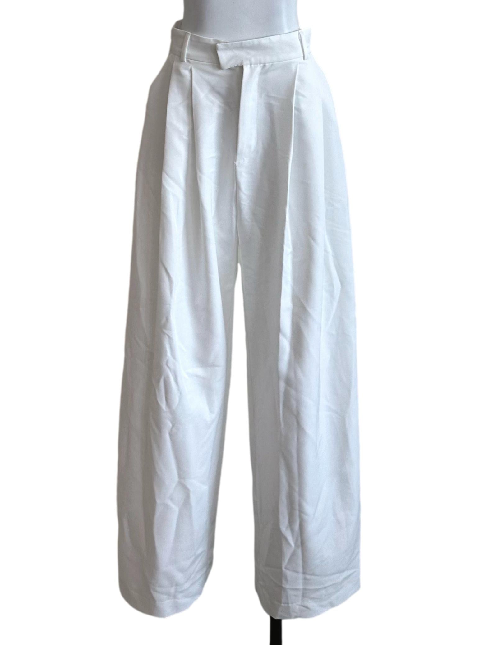 Ivory White Formal High Waist Pants