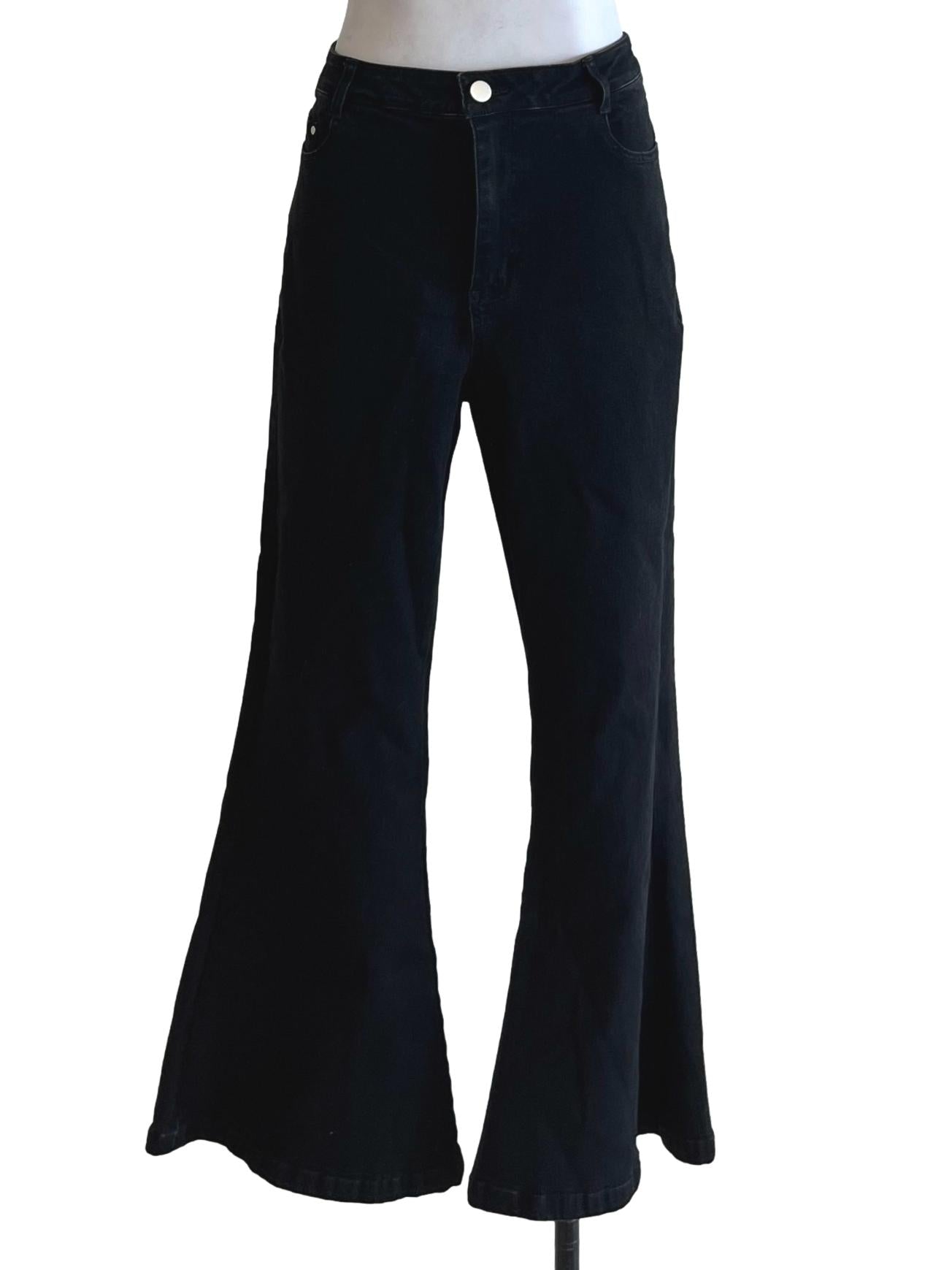 Black Plain Flare Jeans