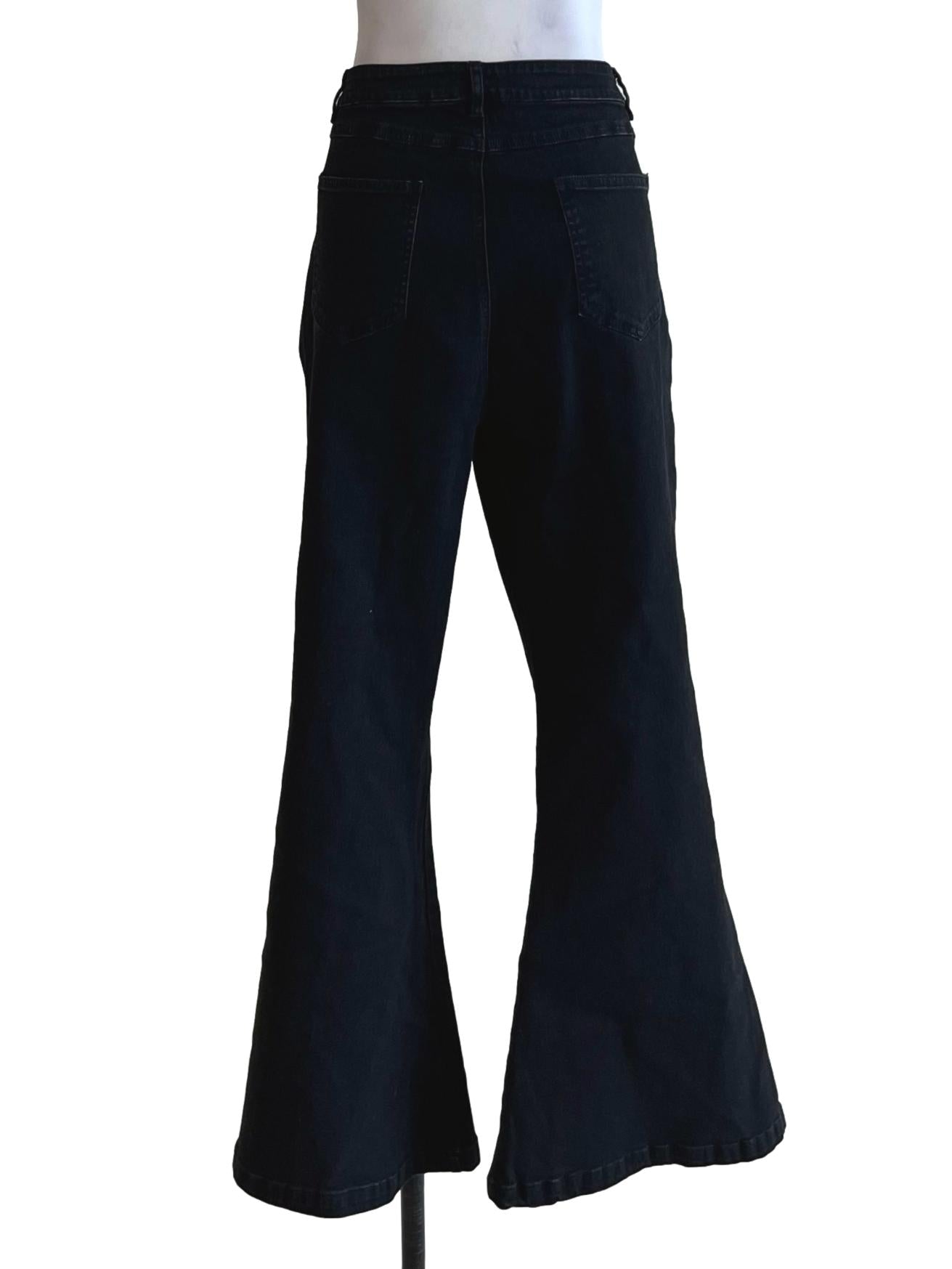 Black Plain Flare Jeans