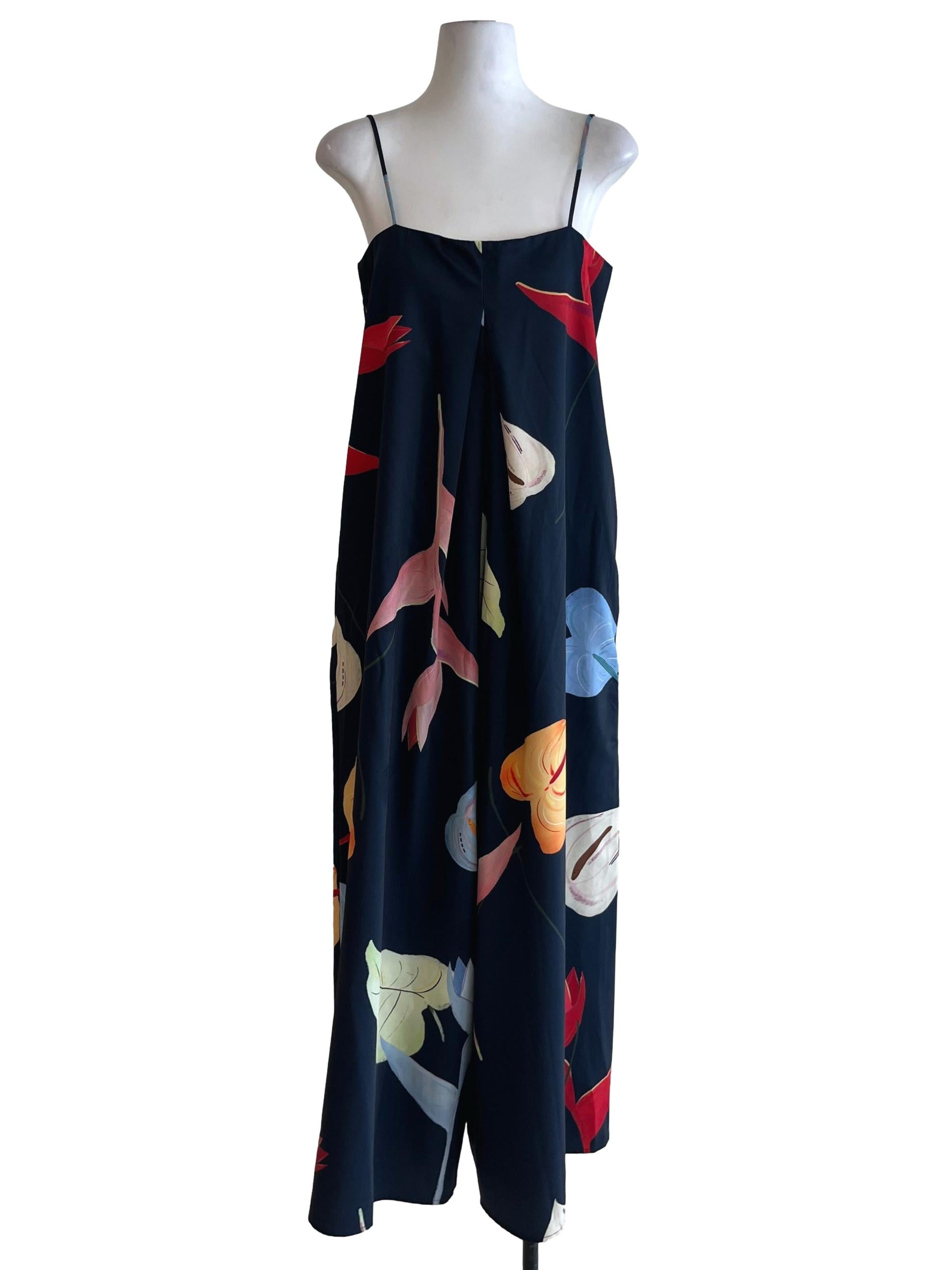 Navy Blue Floral Jumpsuit