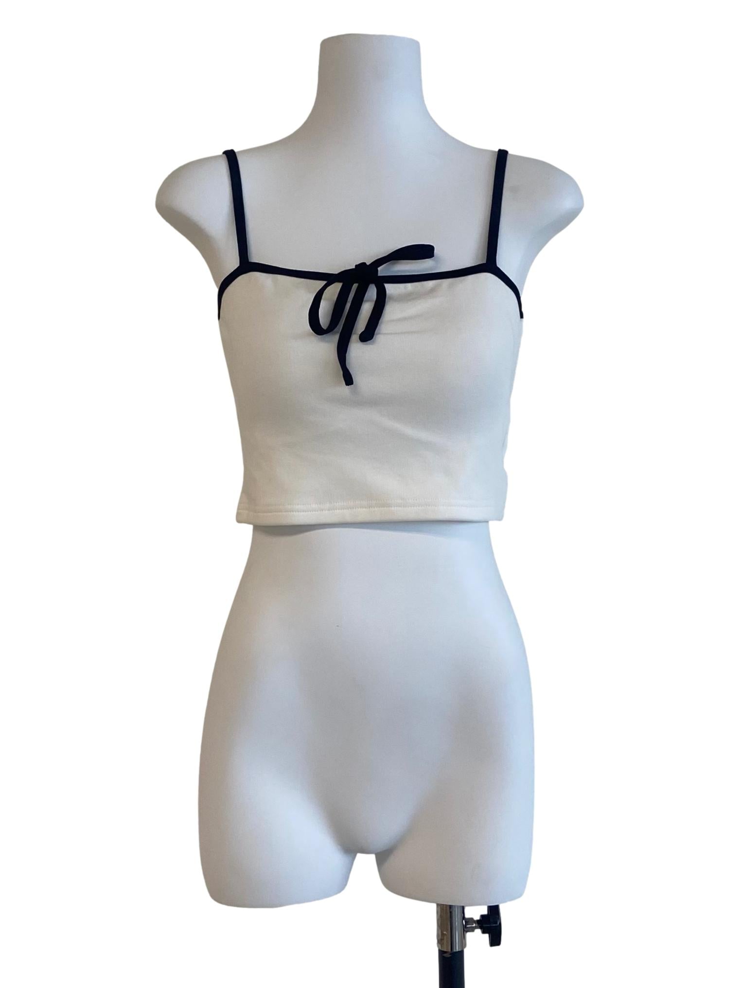 White Sleeveless Twill Crop Top