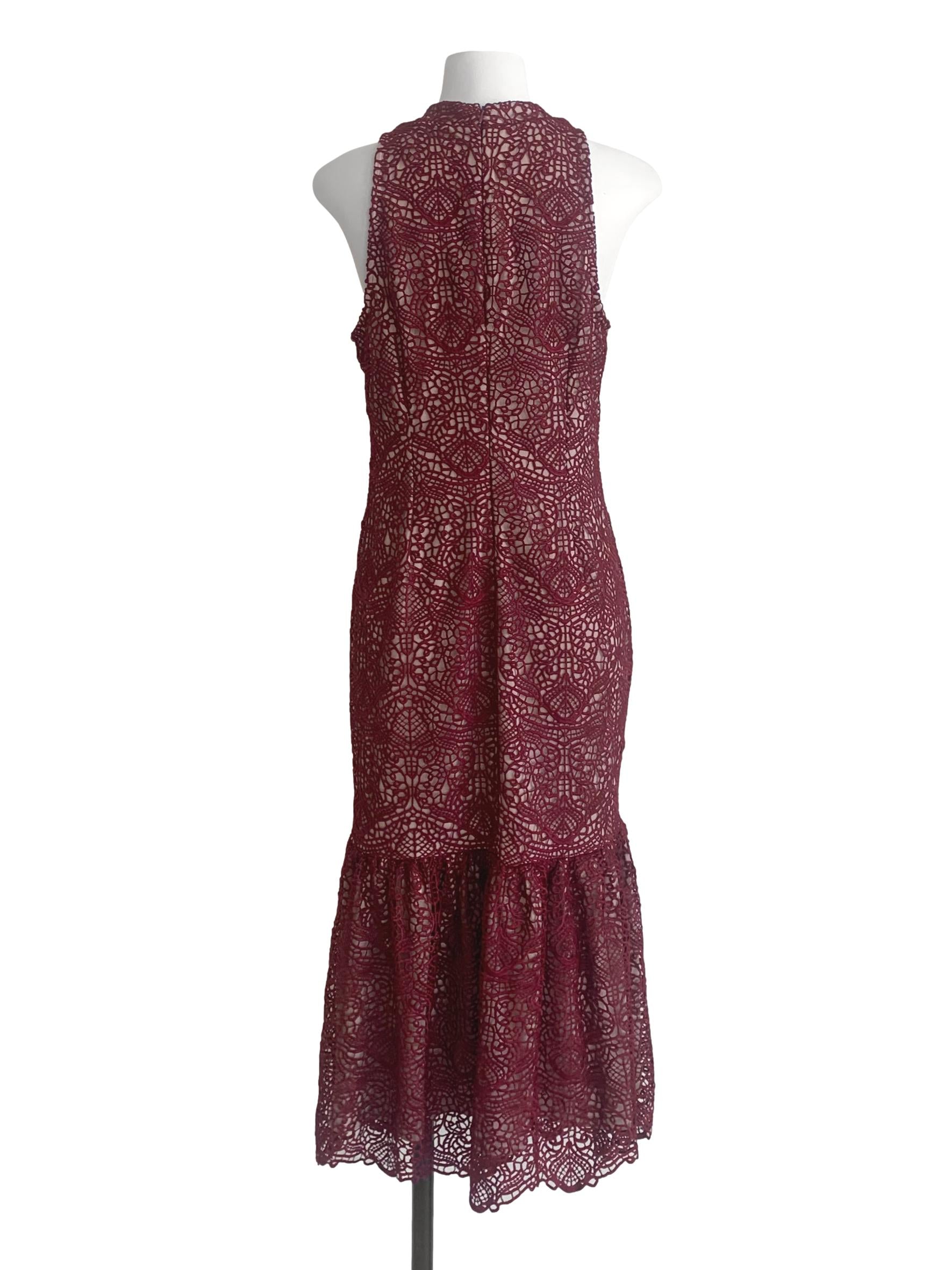 Ruby Red Laced Pattern Dress