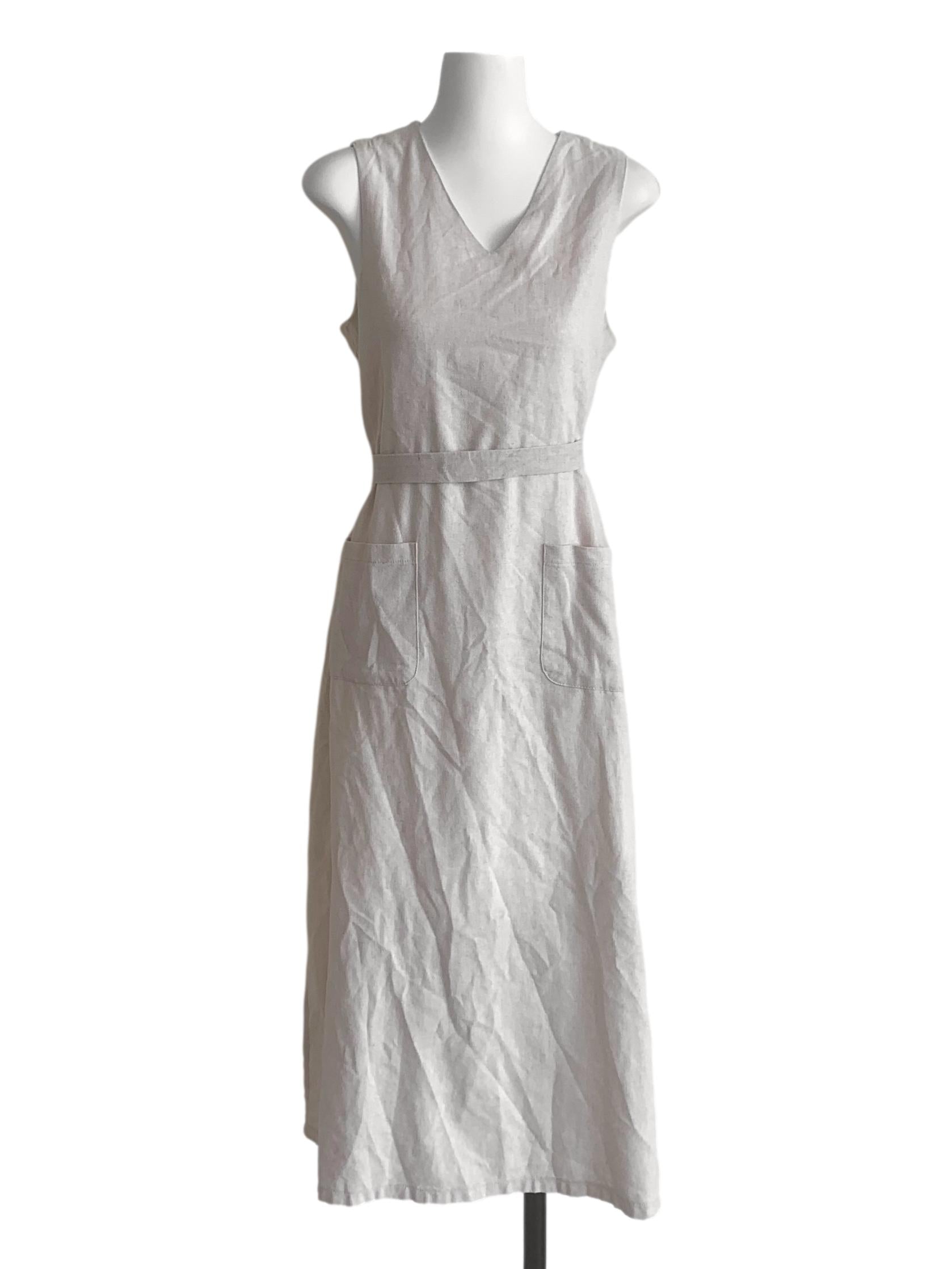 Rice White V Neck Dress
