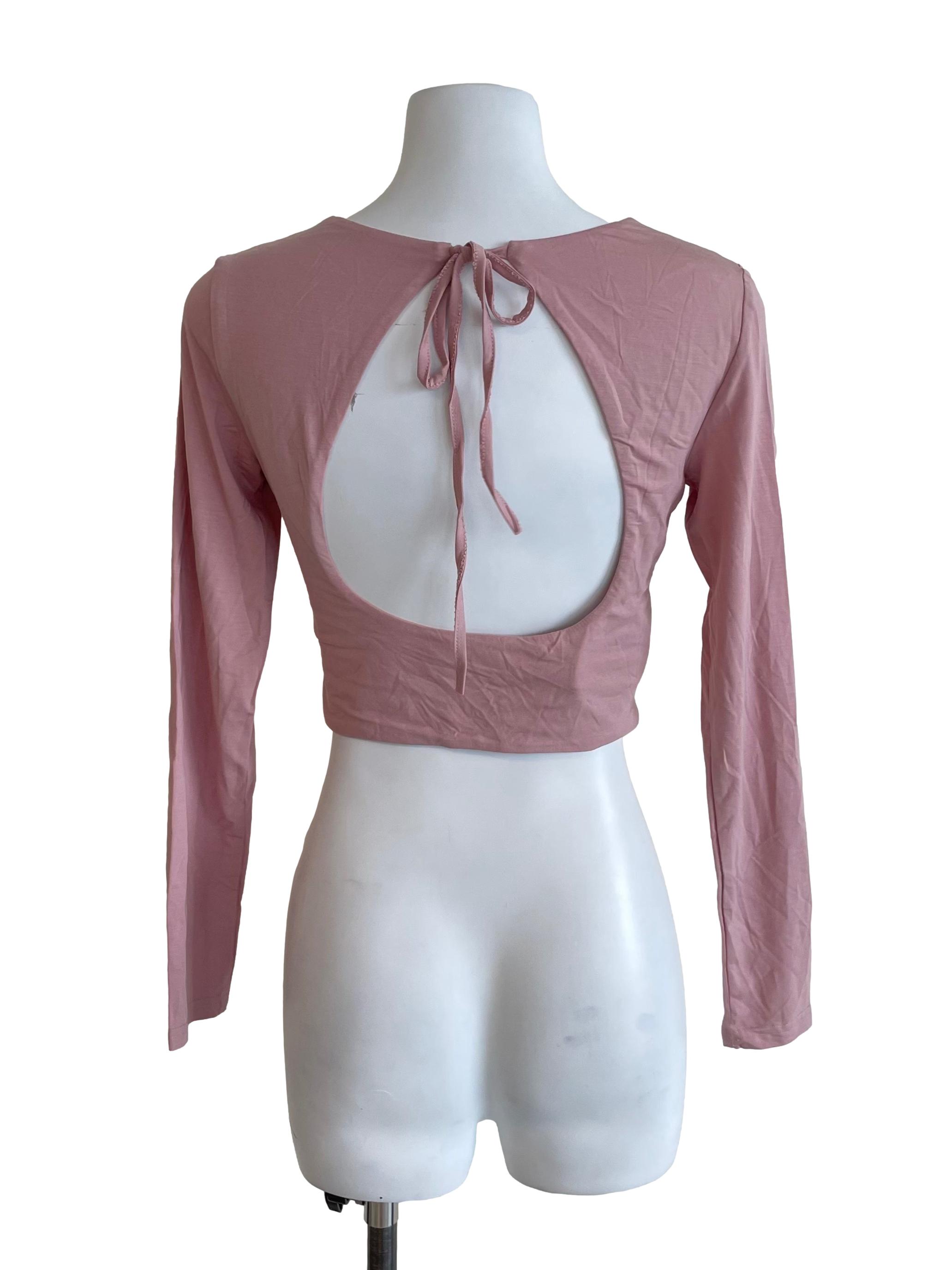 Dusty Pink Open Back Crop Top