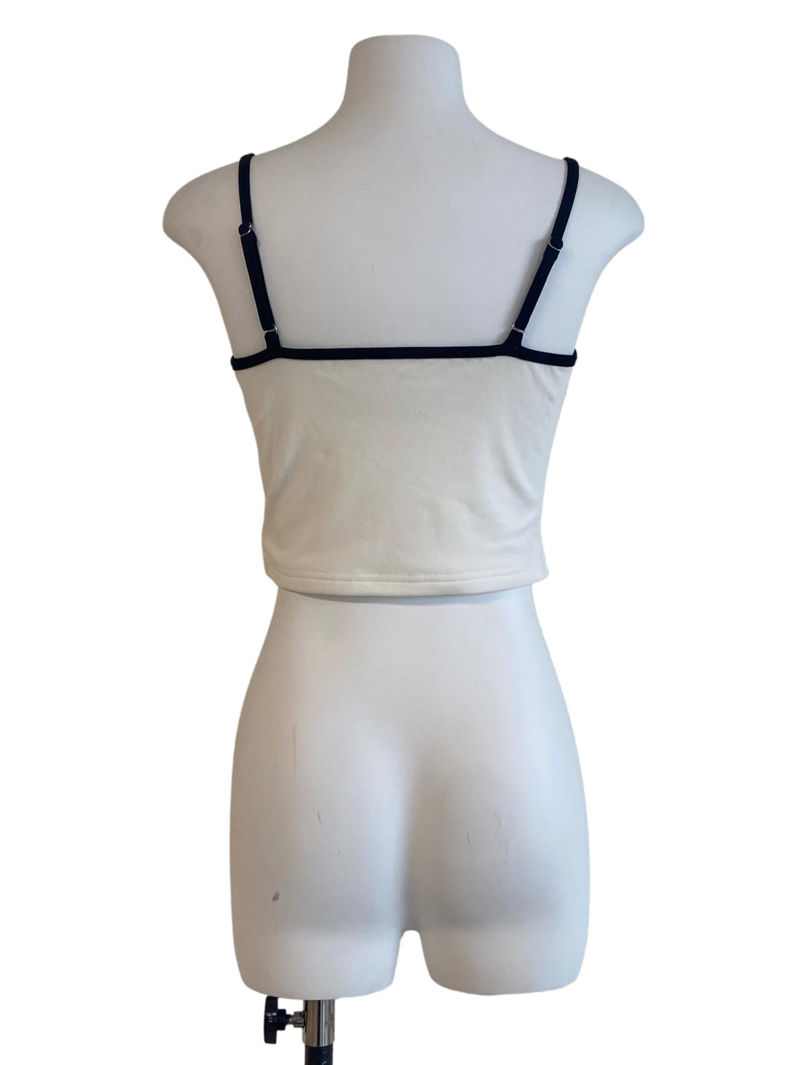 White Sleeveless Twill Crop Top