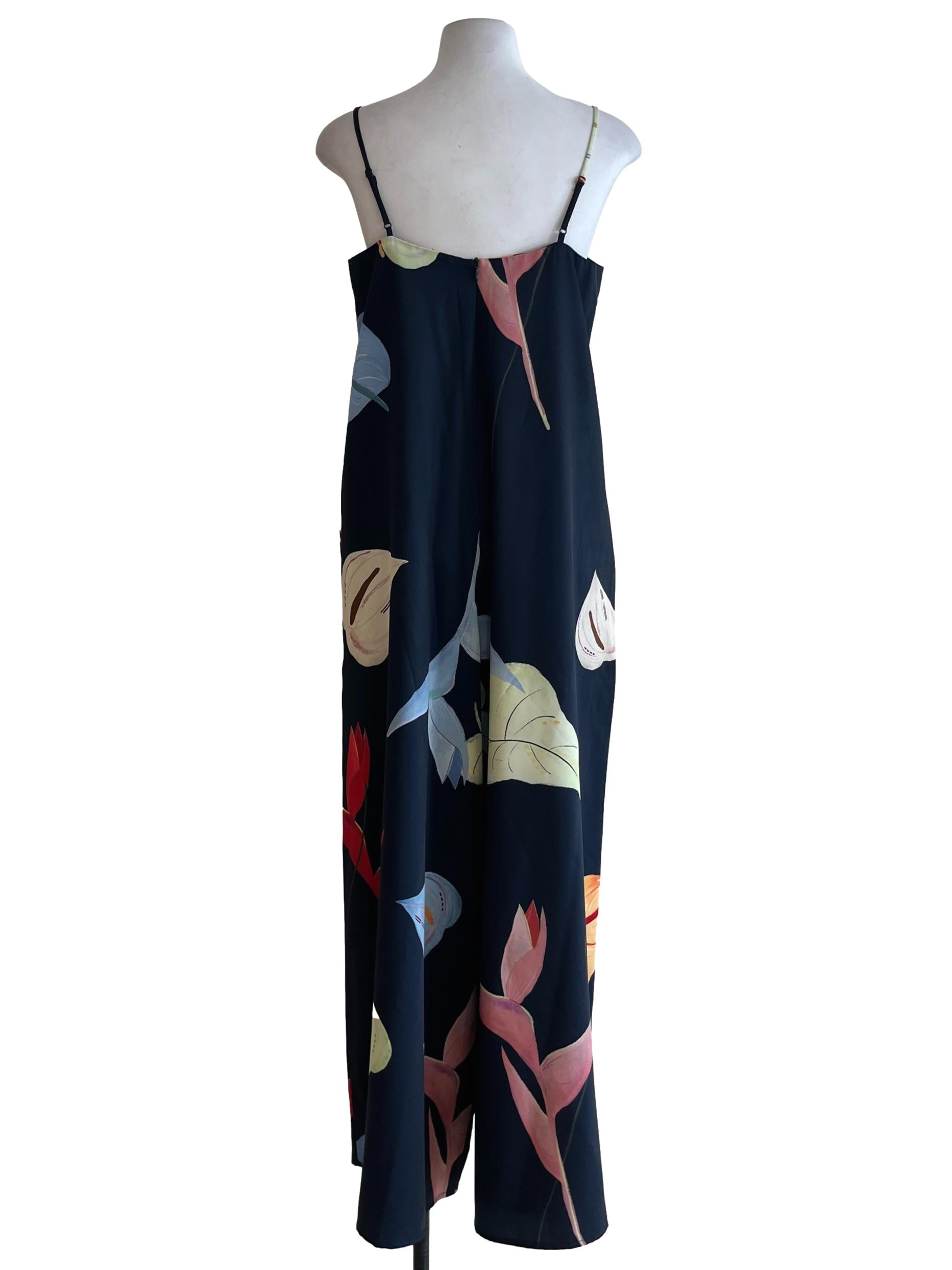Navy Blue Floral Jumpsuit