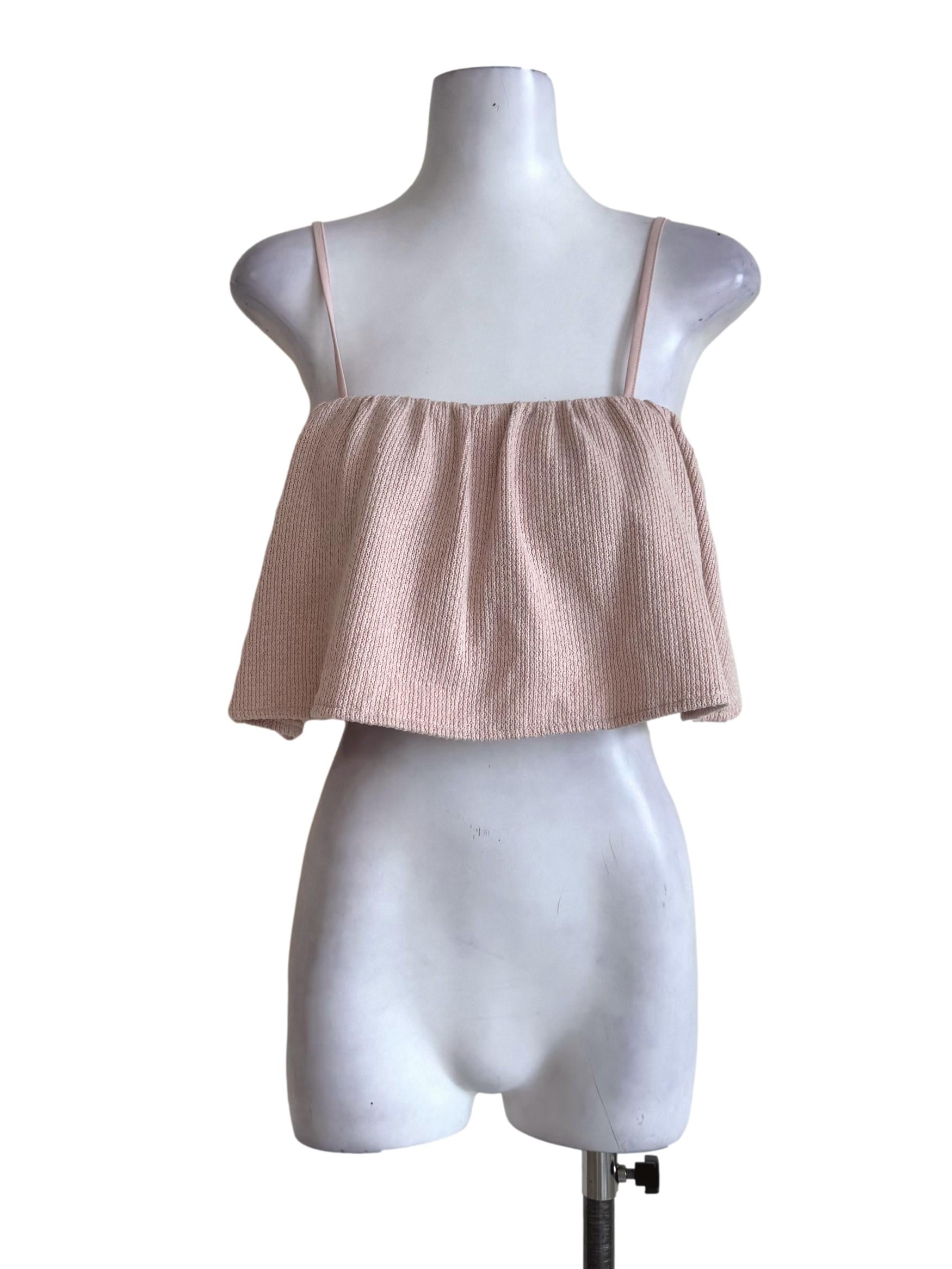 Sand Beige Knitted Crop Top
