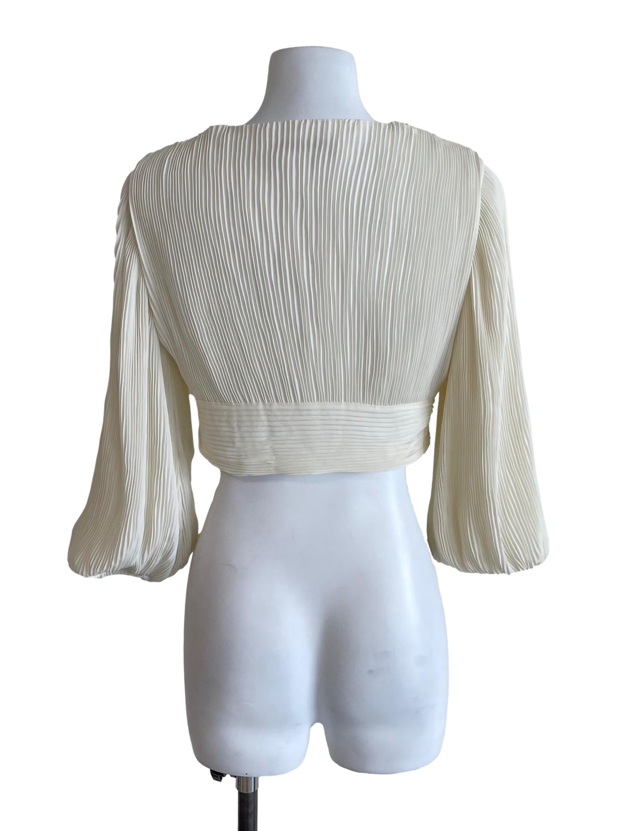 Off White Accordion Knot Crop Top