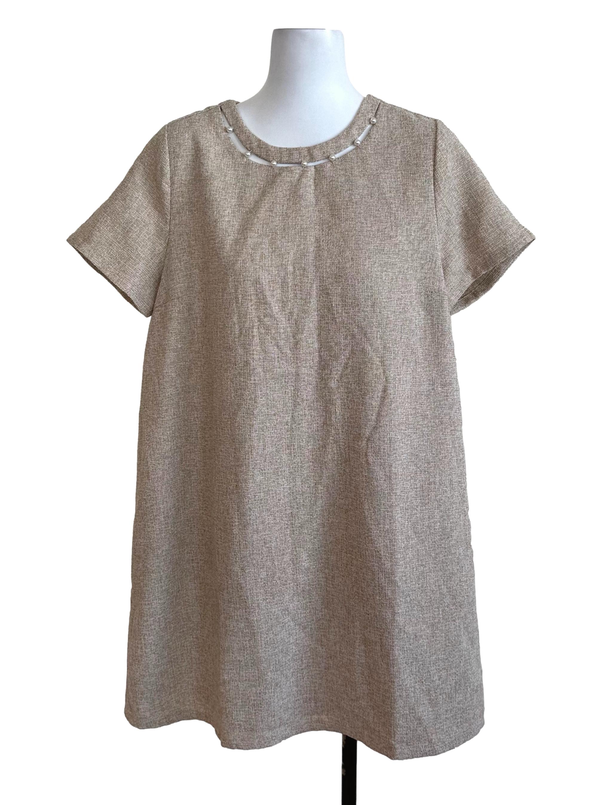 Sand Brown Plain Dress