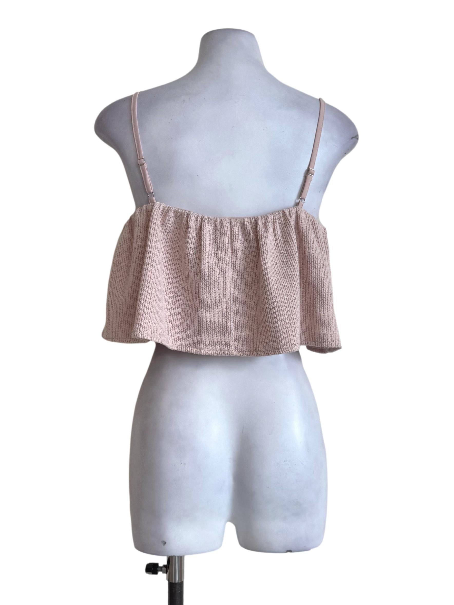 Sand Beige Knitted Crop Top