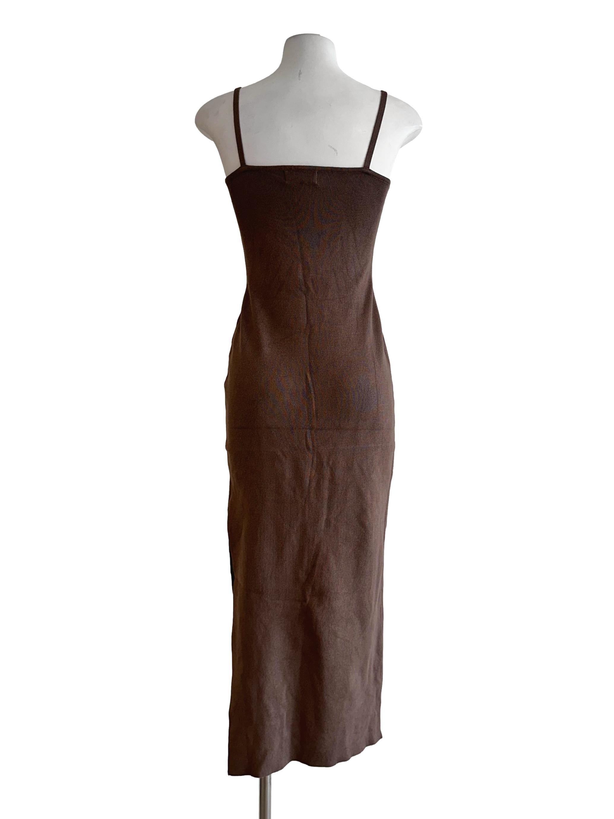 Coffee Brown Pencil Stripes Dress