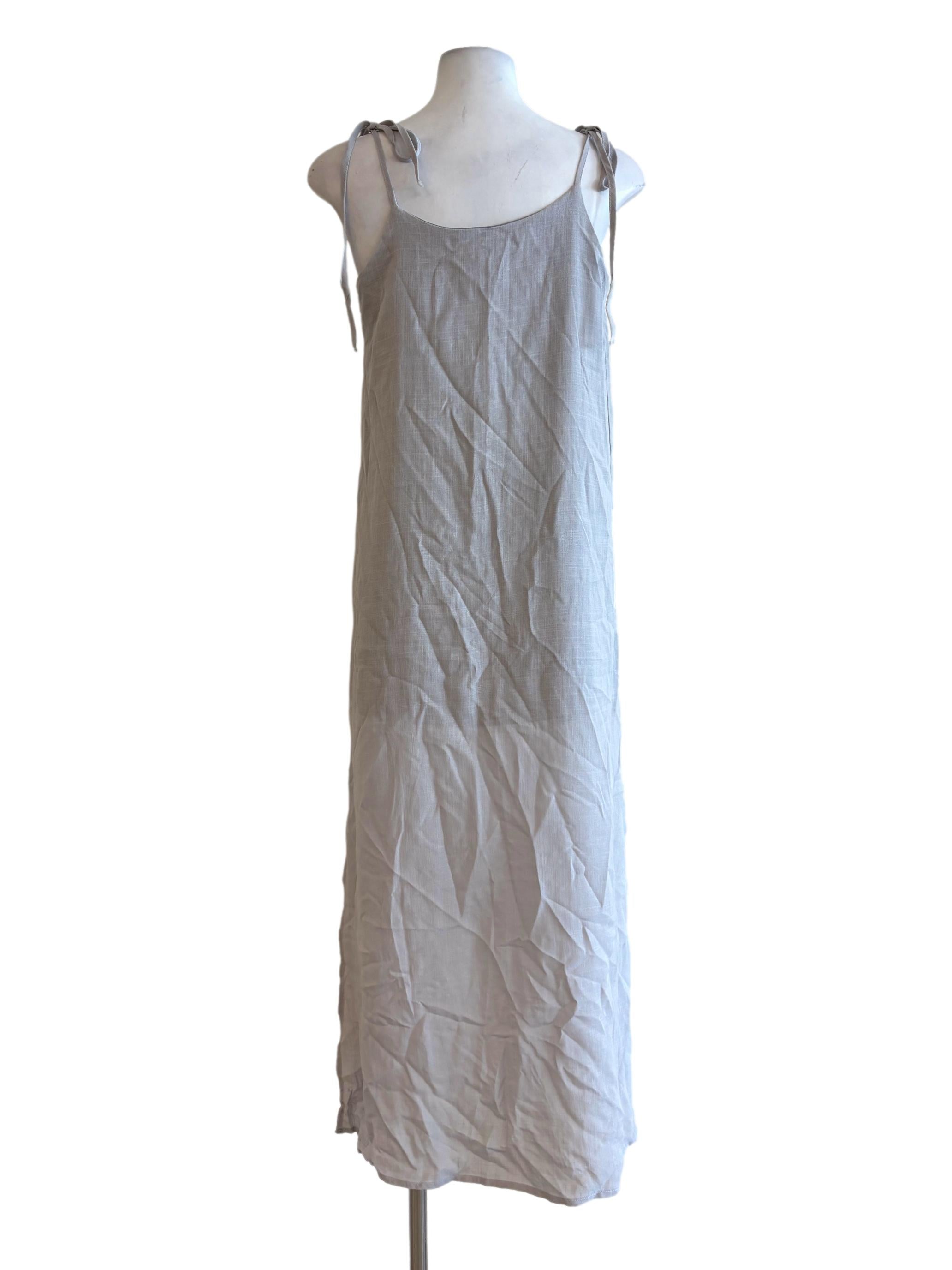 Chrome Grey Side Slit Linen Slip Dress TTR