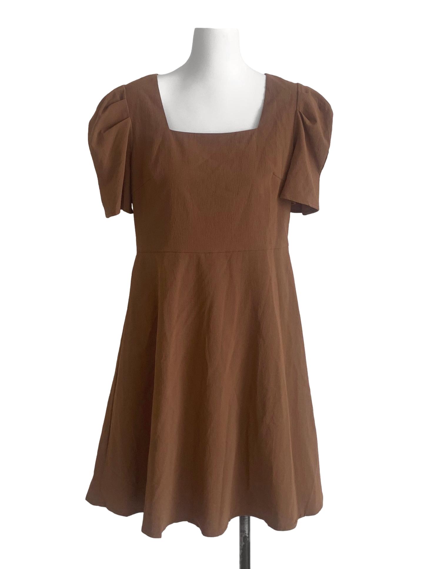 Tortilla Brown Square Neck Dress