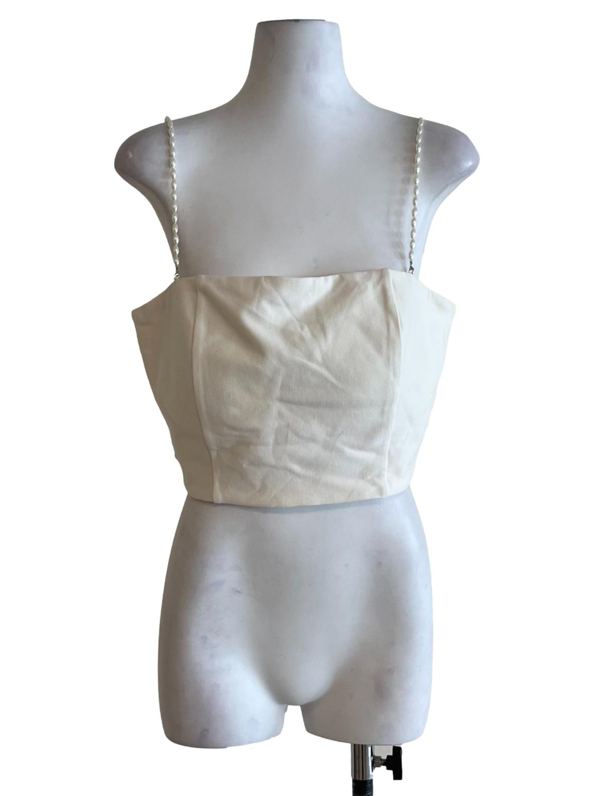 White Cropped Sleeveless Top