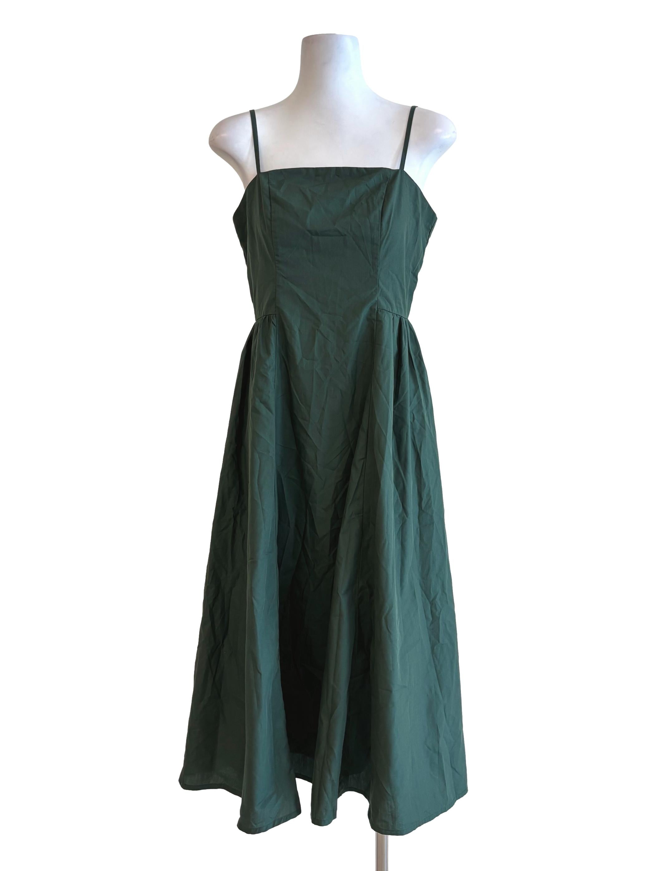 The Tinsel Rack Amazon Green Spaghetti Strap Cotton Dress