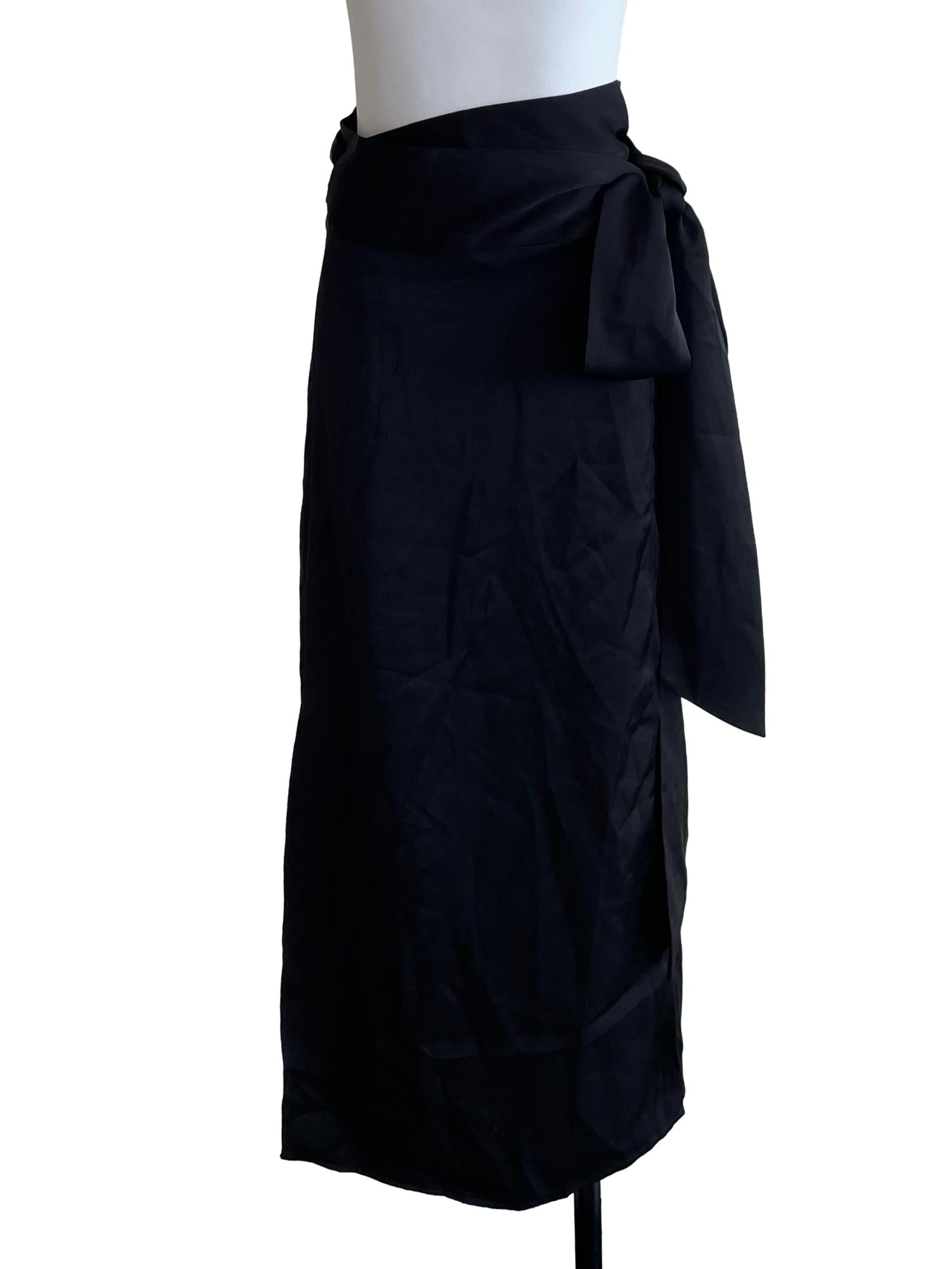 Black Satin Wrap Skirt