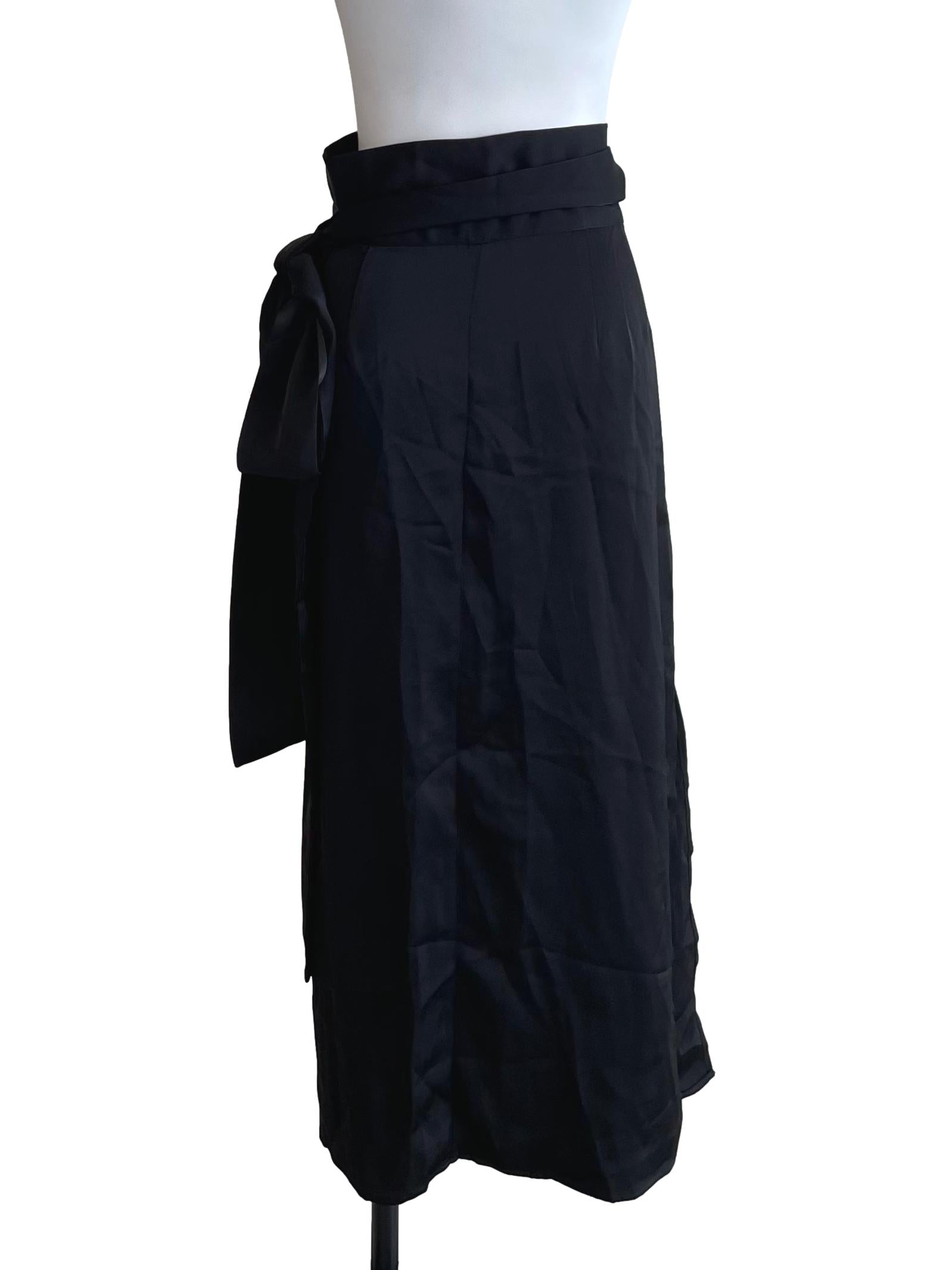 Black Satin Wrap Skirt